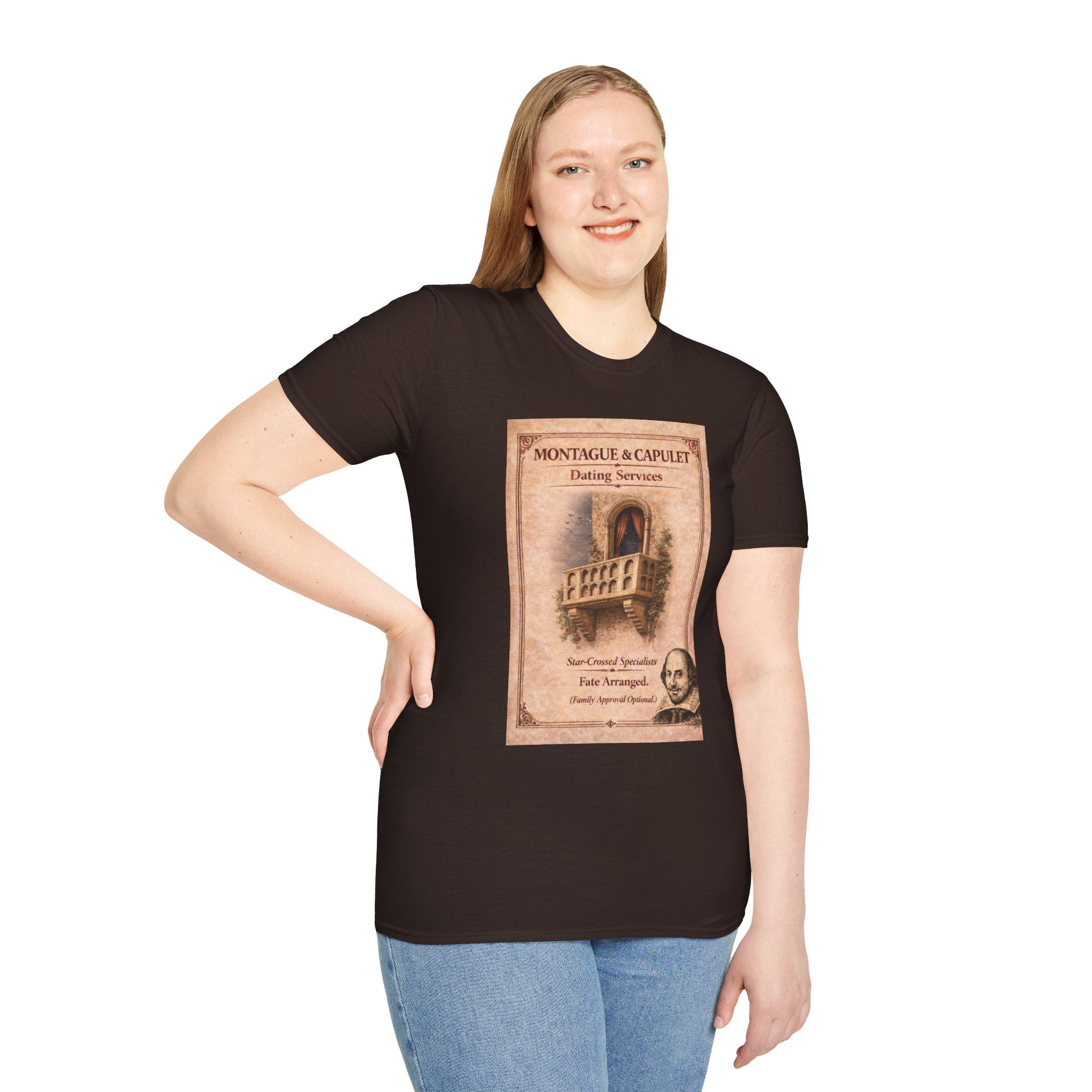 Montague & Capulet Dating Services T-Shirt – Vintage Literary Humor Tee