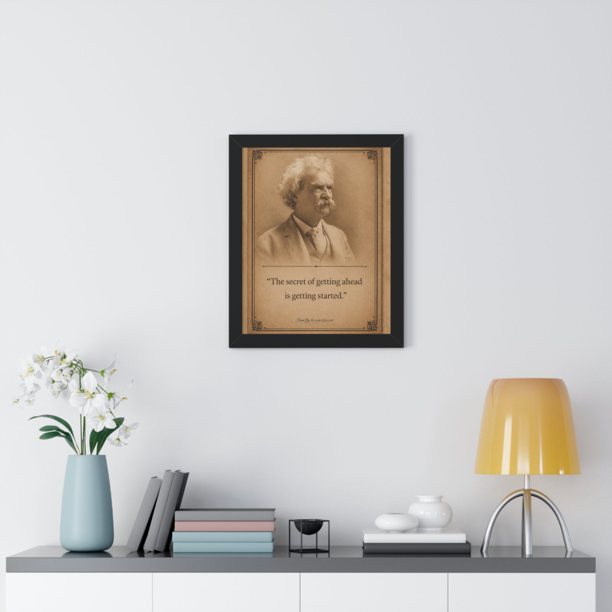 Twain on Getting Ahead -- Framed Vintage Literary Print -- The Author's Gallery