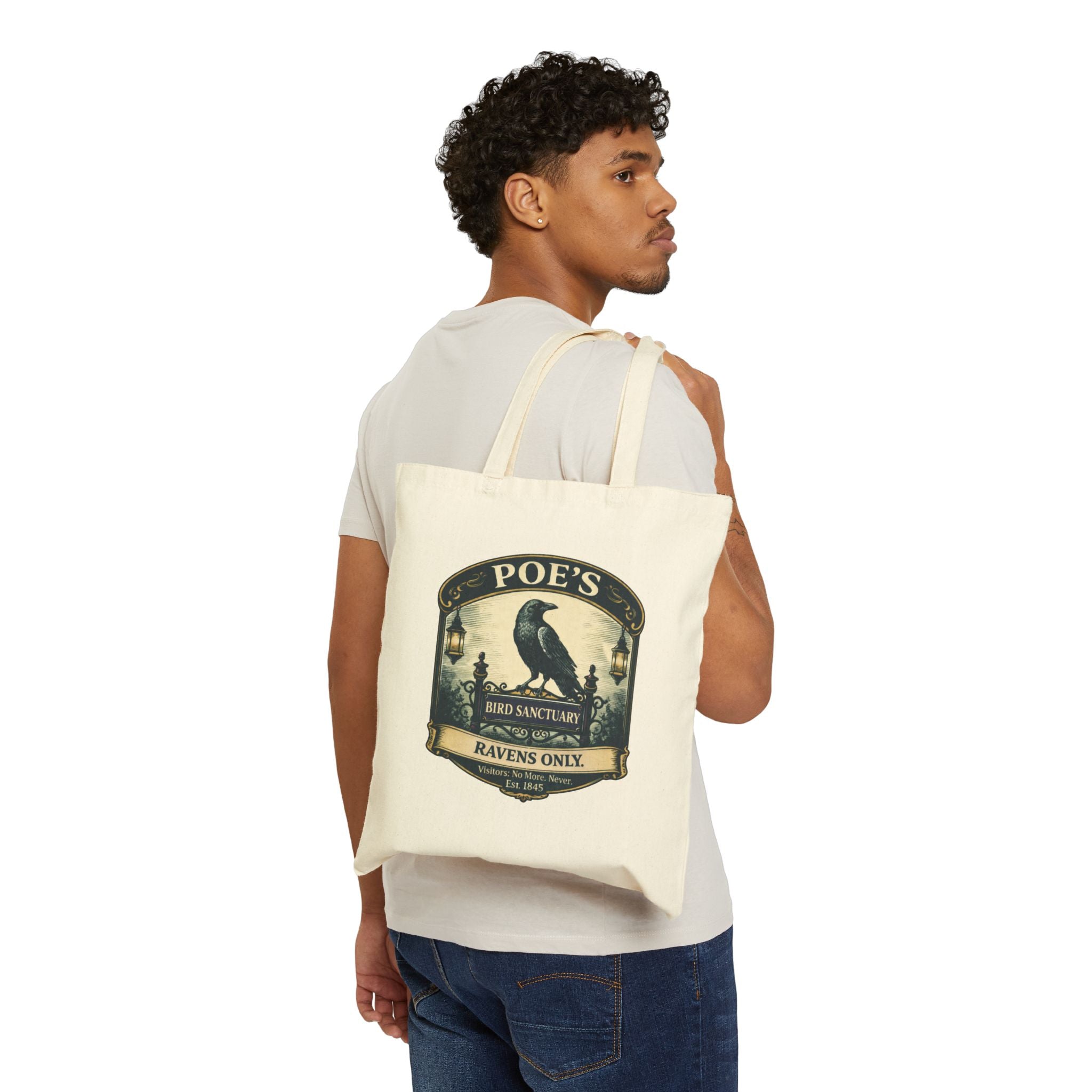Poe's Bird Sanctuary Canvas Carry-All -- Vintage Literary Humor