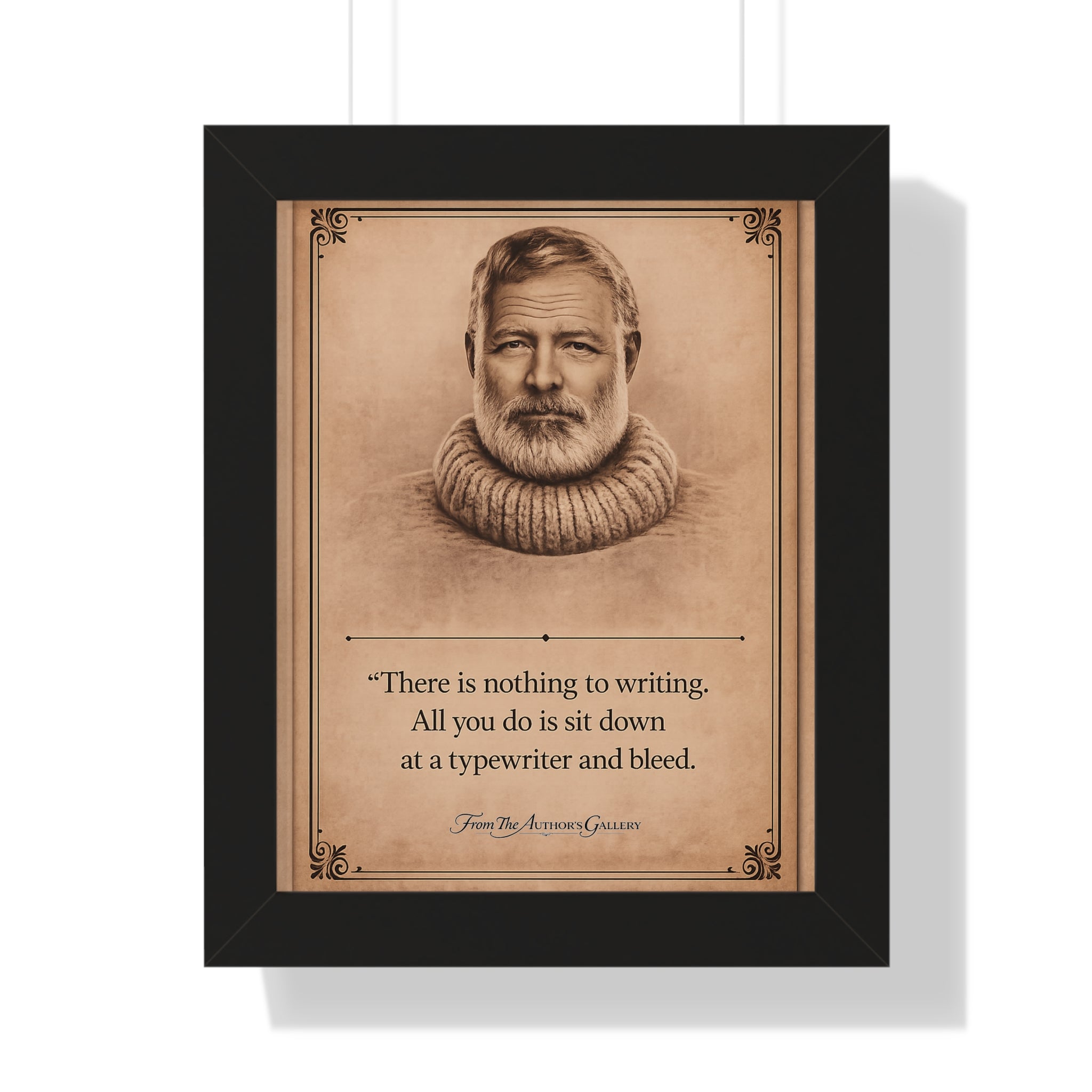 Hemingway — Framed Vintage Literary Print — The Author’s Gallery