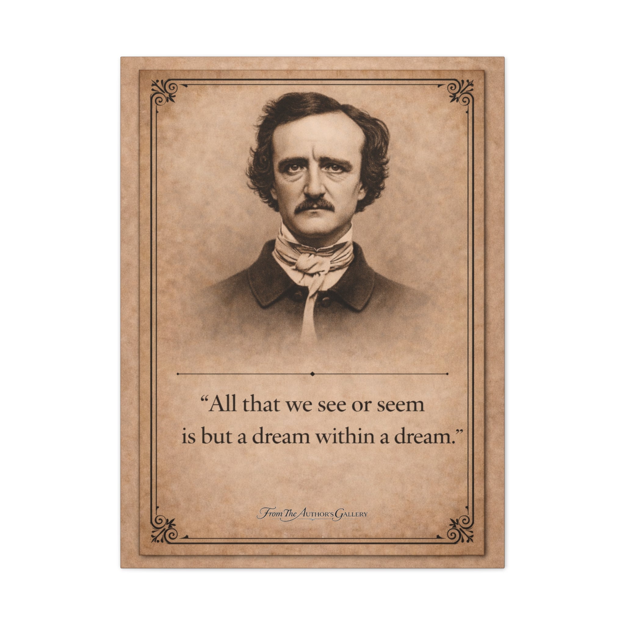 Edgar Allan Poe — "All that we see or seem is but a dream within a dream" --Vintage Literary Canvas Piece