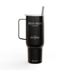 Faith > Fear — Psalm 56:3 Engraved 40oz Travel Mug | Insulated Koozie Tumbler with Handle | Christian Gift | The Foundation Collection