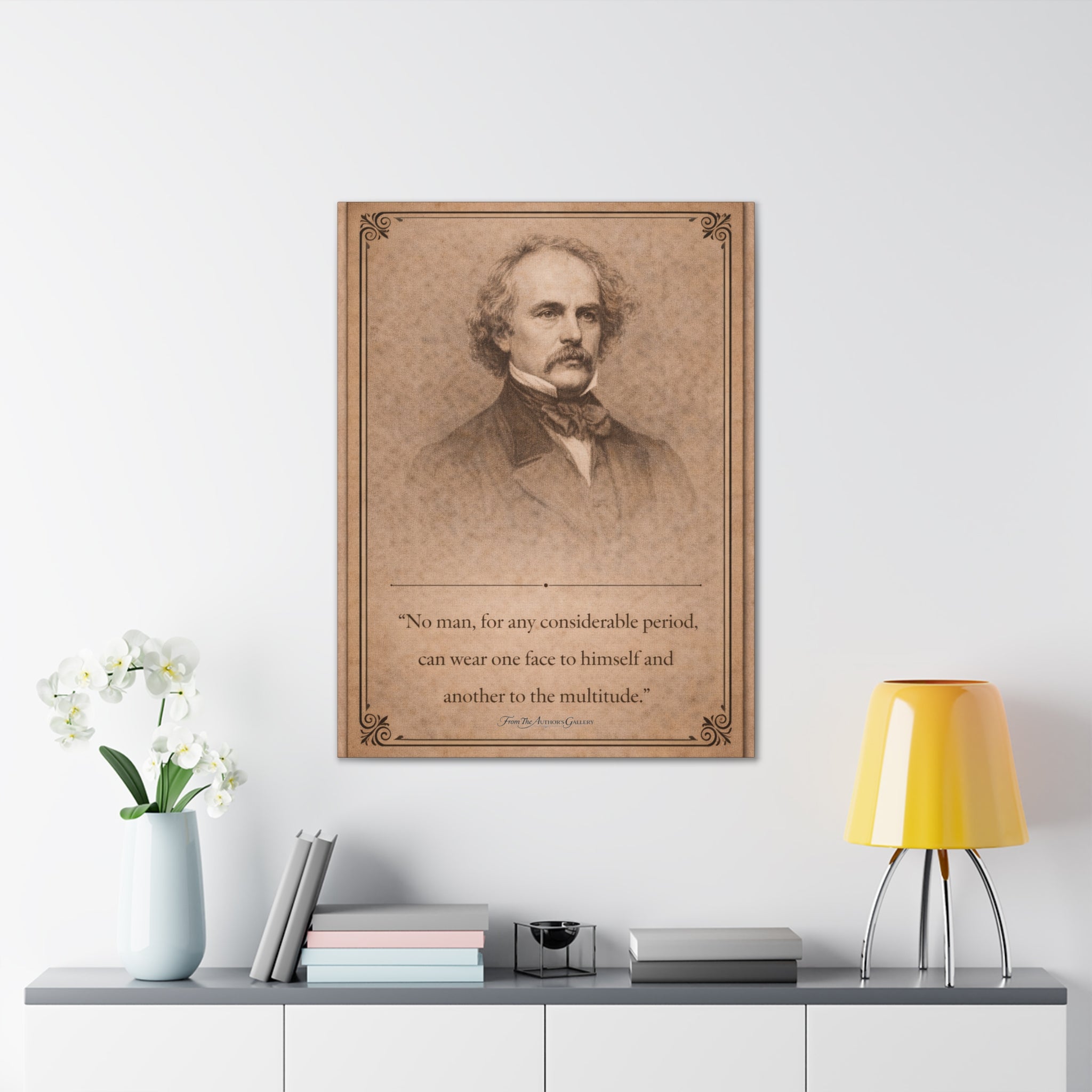 Nathaniel Hawthorne -- "No man for any considerable period..." __ Vintage Literary Canvas Piece