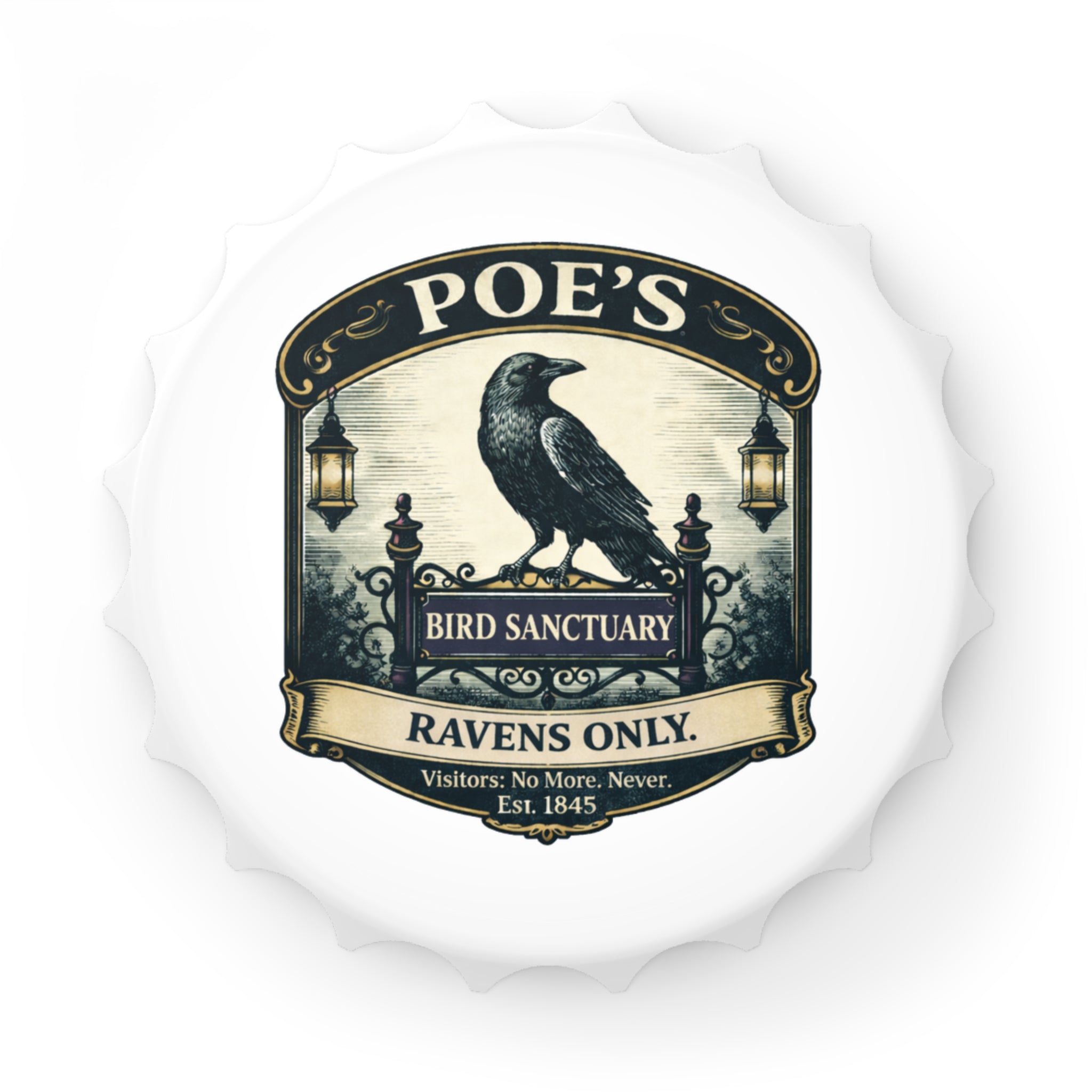 Poe's Raven Bottle Opener — Vintage 'Bird Sanctuary: Ravens Only' Cap Opener