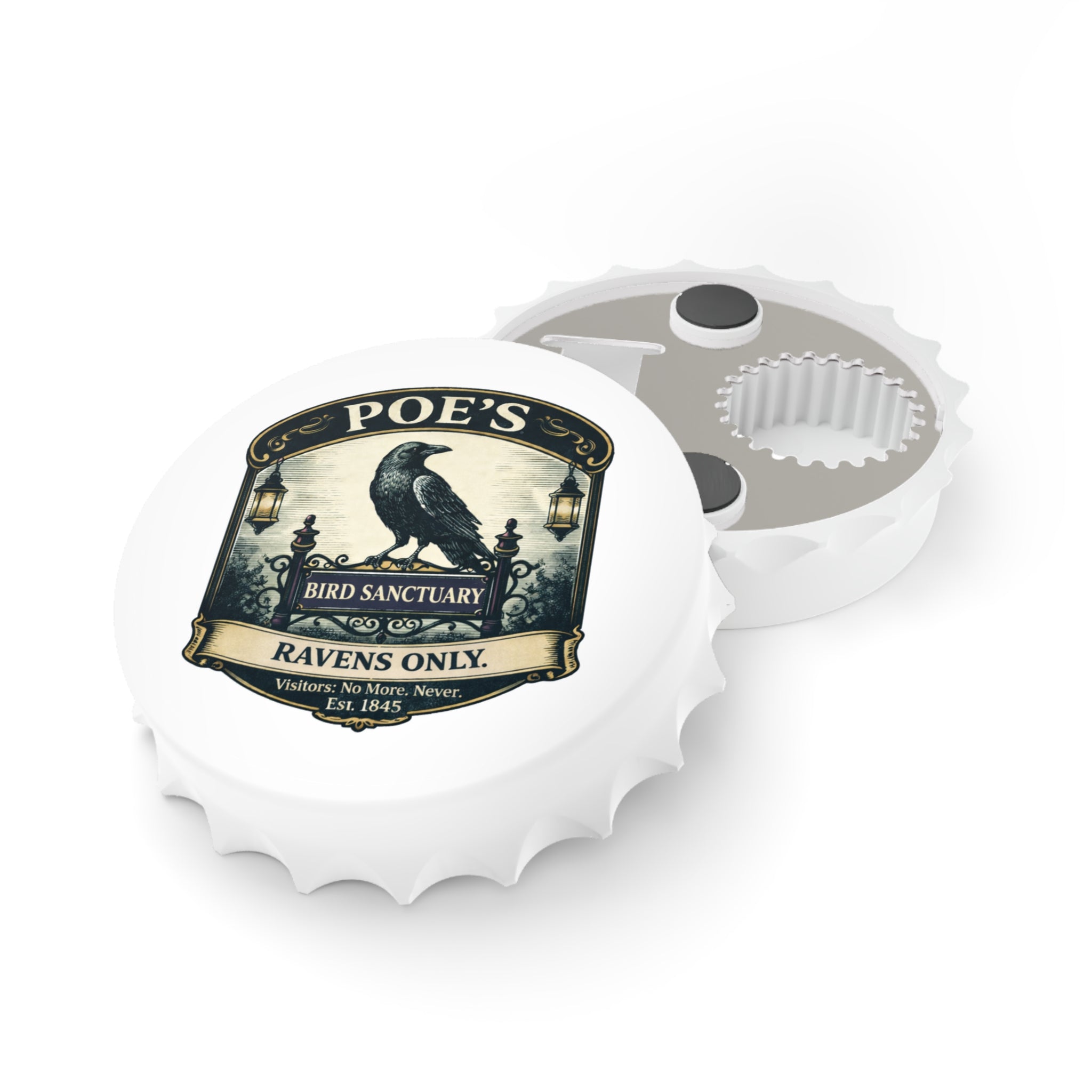 Poe's Raven Bottle Opener — Vintage 'Bird Sanctuary: Ravens Only' Cap Opener