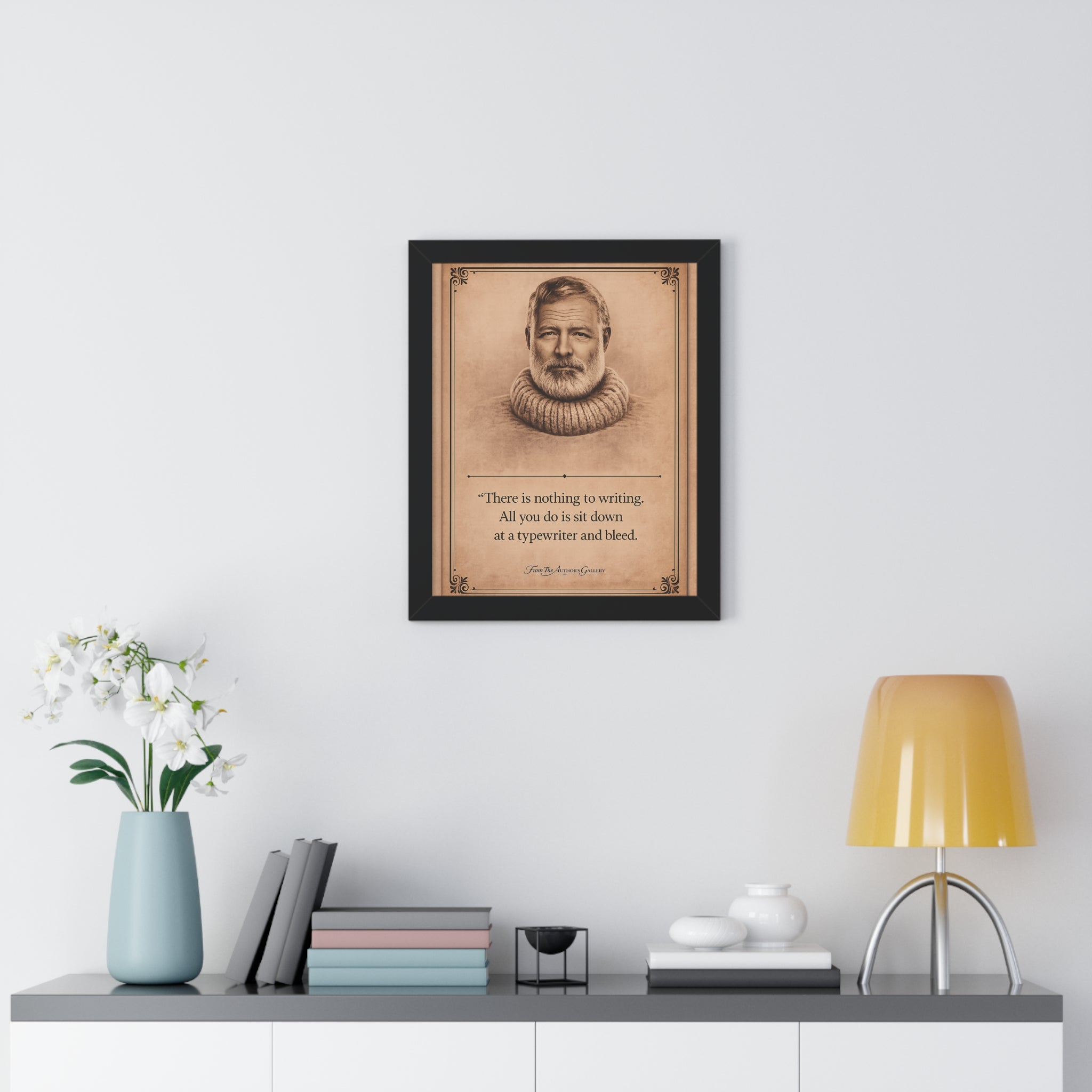 Hemingway — Framed Vintage Literary Print — The Author’s Gallery
