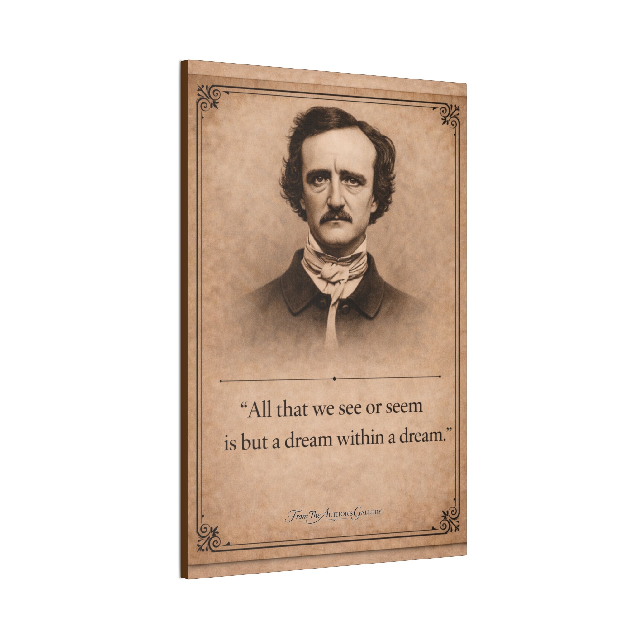 Edgar Allan Poe — "All that we see or seem is but a dream within a dream" --Vintage Literary Canvas Piece