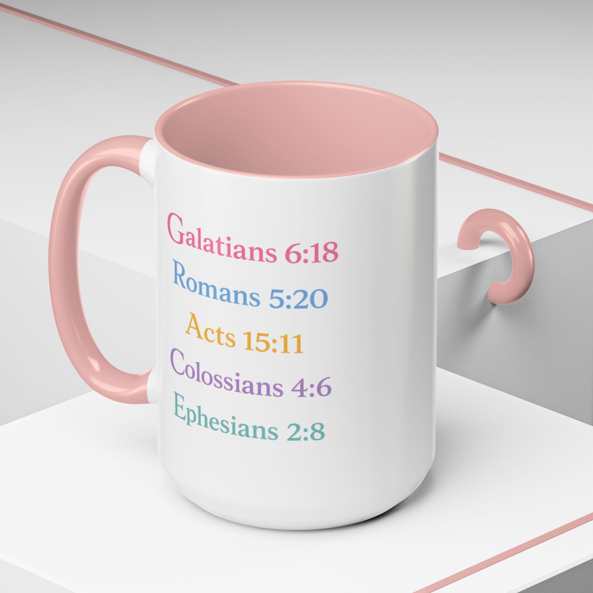 GRACE — Pastel Scripture Typography Mug  -- The Foundation Collection (15 oz)