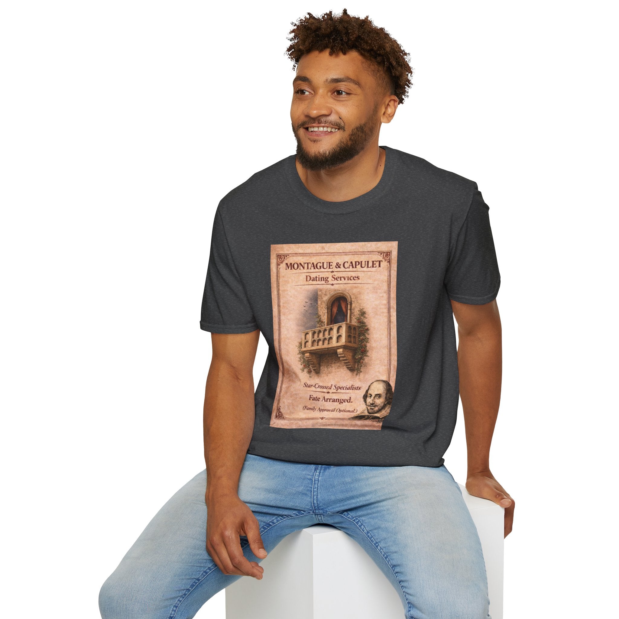 Montague & Capulet Dating Services T-Shirt – Vintage Literary Humor Tee