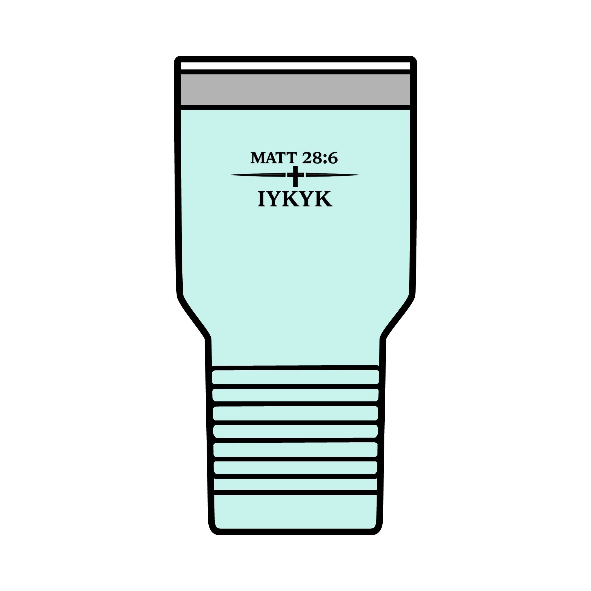 Matt 28:6, 'IYKYK'.  Christian Travel Cup, 30oz Insulated Tumbler —