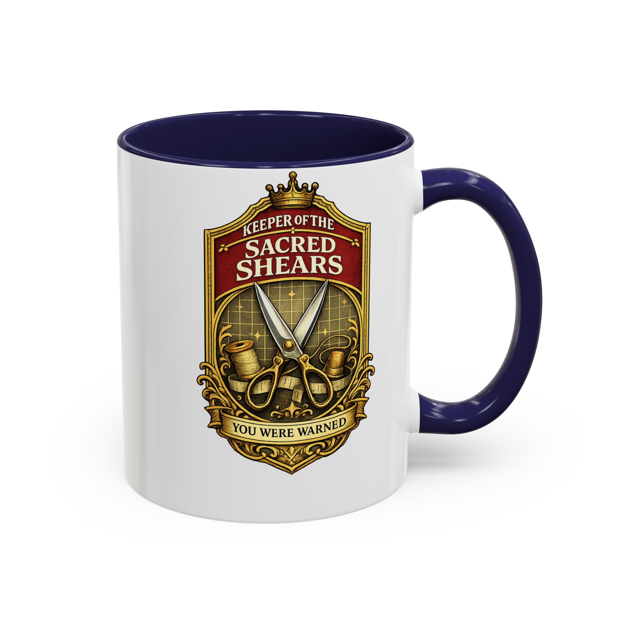 Keeper of the Sacred Shears Coffee Mug — Funny Barber/Hairstylist Gift (11/15oz)