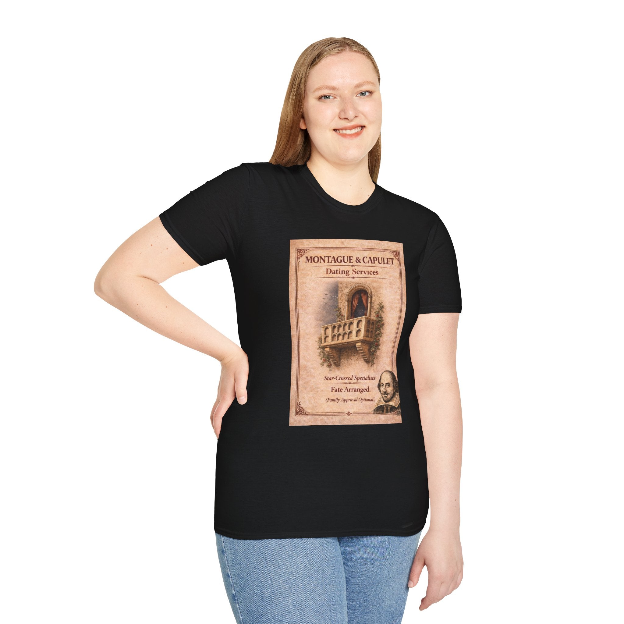 Montague & Capulet Dating Services T-Shirt – Vintage Literary Humor Tee