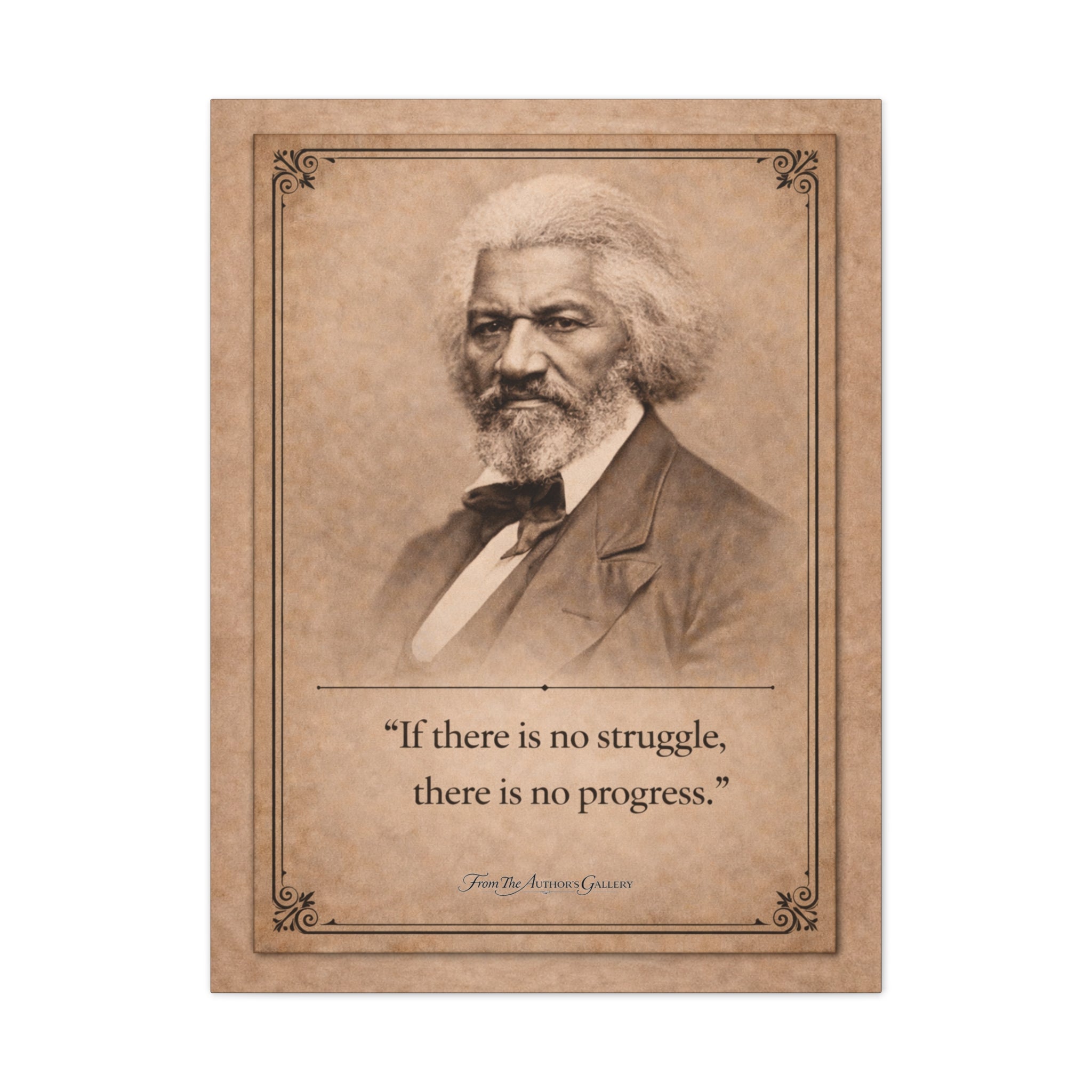 Frederick Douglass -- "If there is no struggle, there is no progress." -- Vintage Literary Canvas Piece