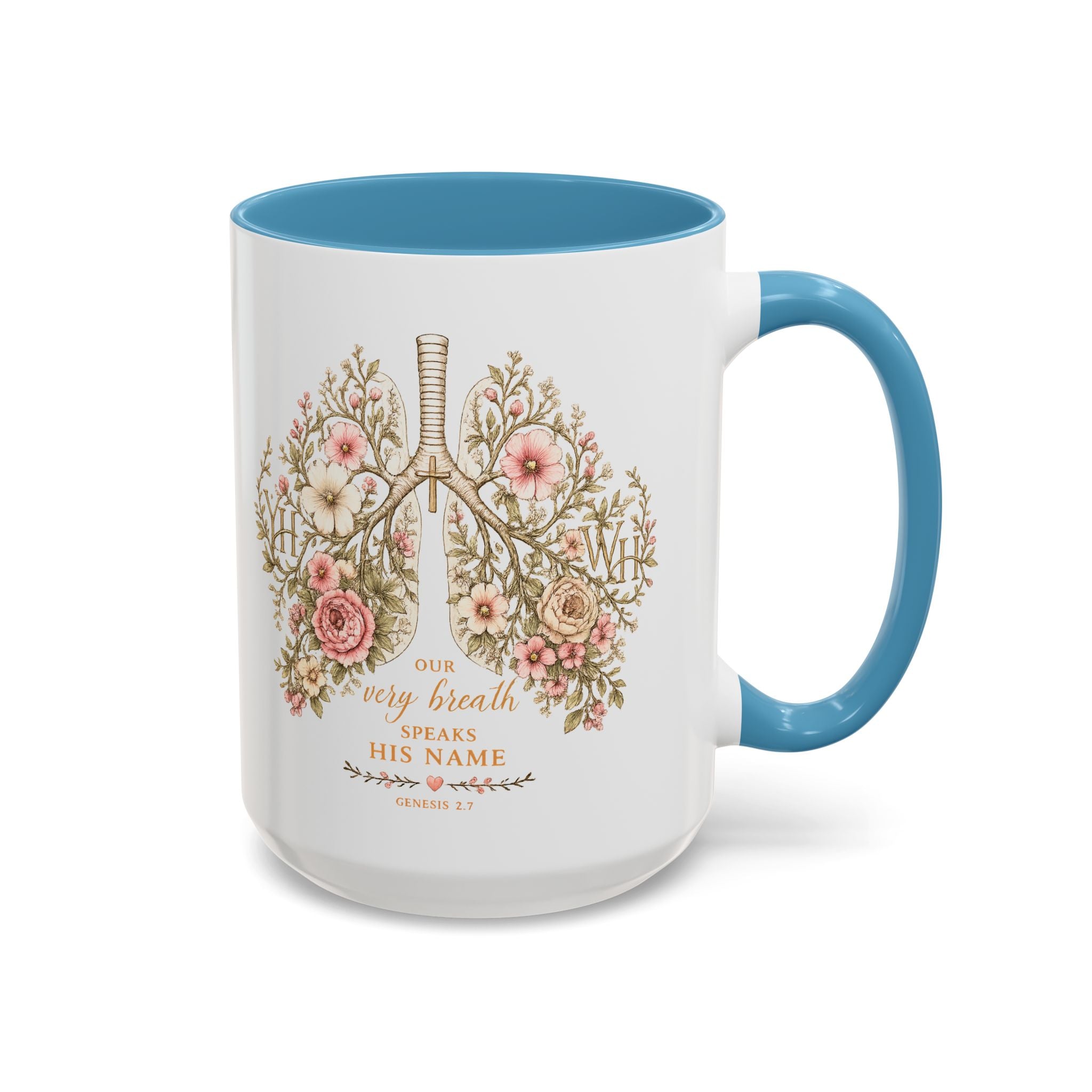 Every Breath Speaks His Name – Genesis 2:7 Christian Botanical Lung Mug (YHWH Design, Nurse Gift, Faith Mug)