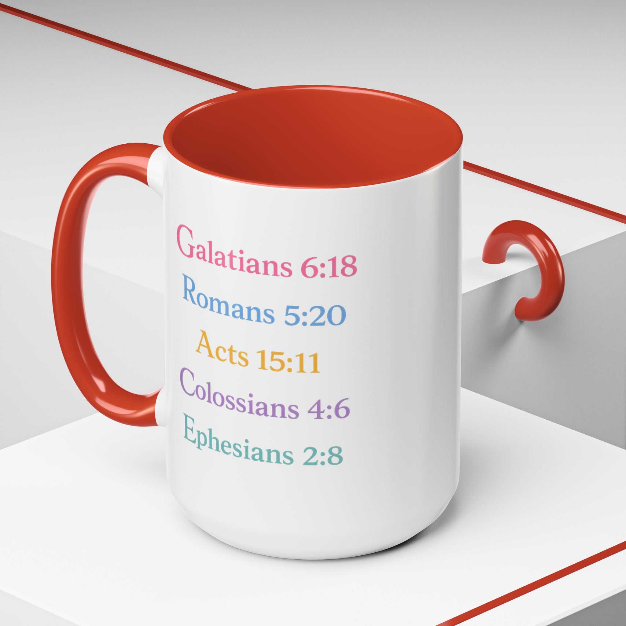 GRACE — Pastel Scripture Typography Mug  -- The Foundation Collection (15 oz)