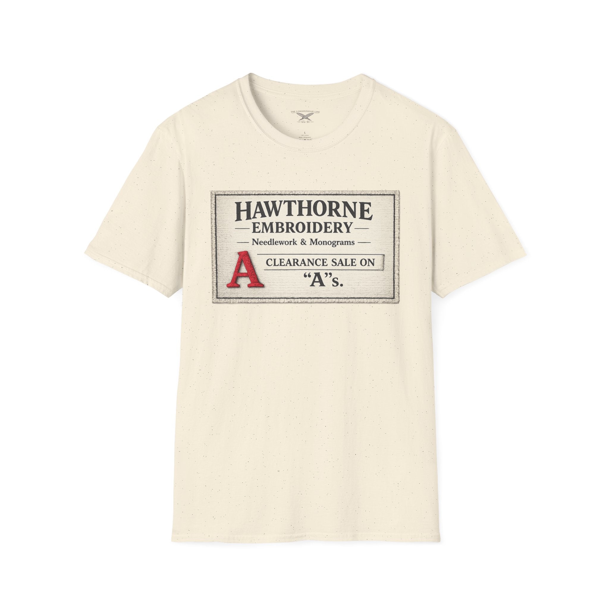 Hawthorne Embroidery T-Shirt - Vintage Literary Humor Tee