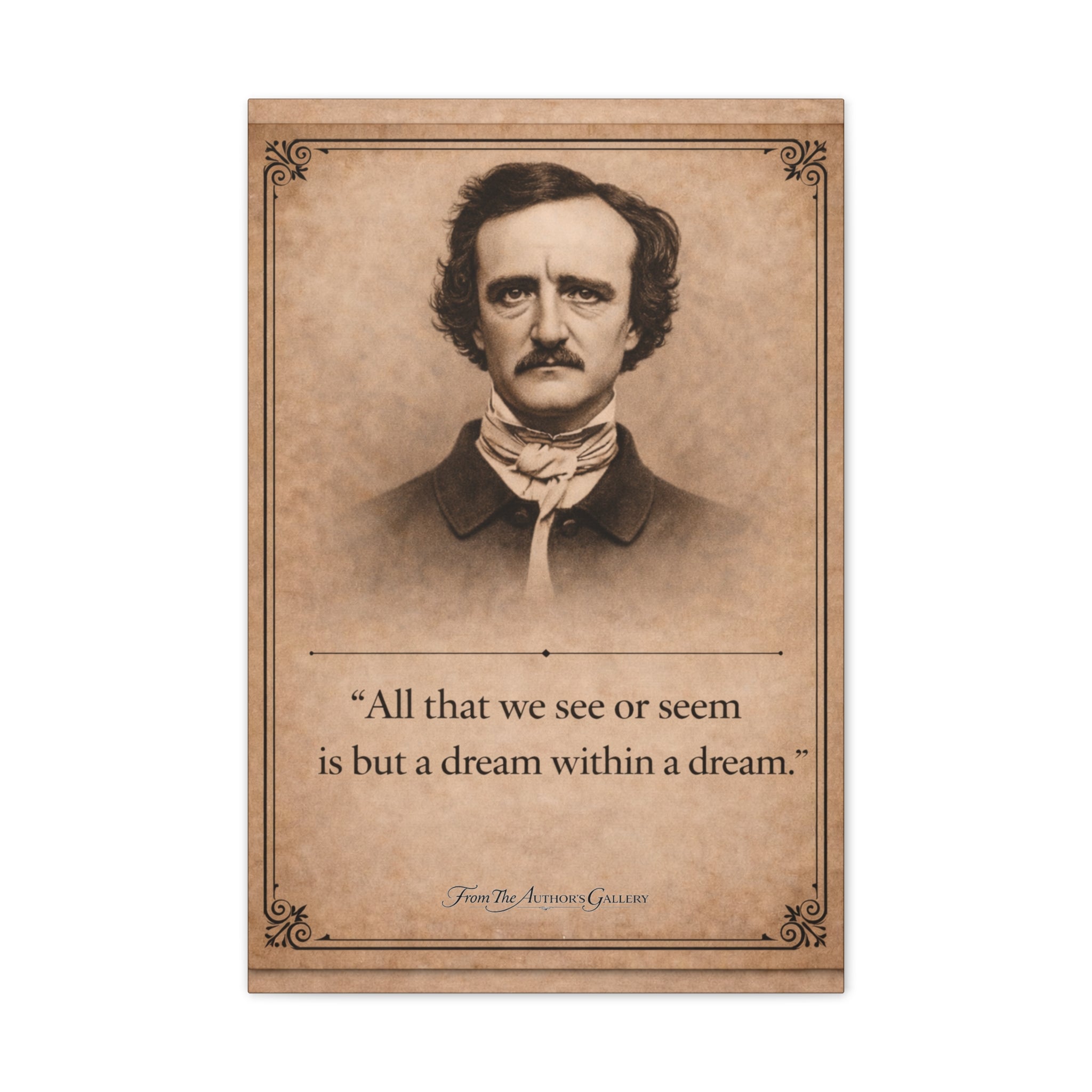 Edgar Allan Poe — "All that we see or seem is but a dream within a dream" --Vintage Literary Canvas Piece