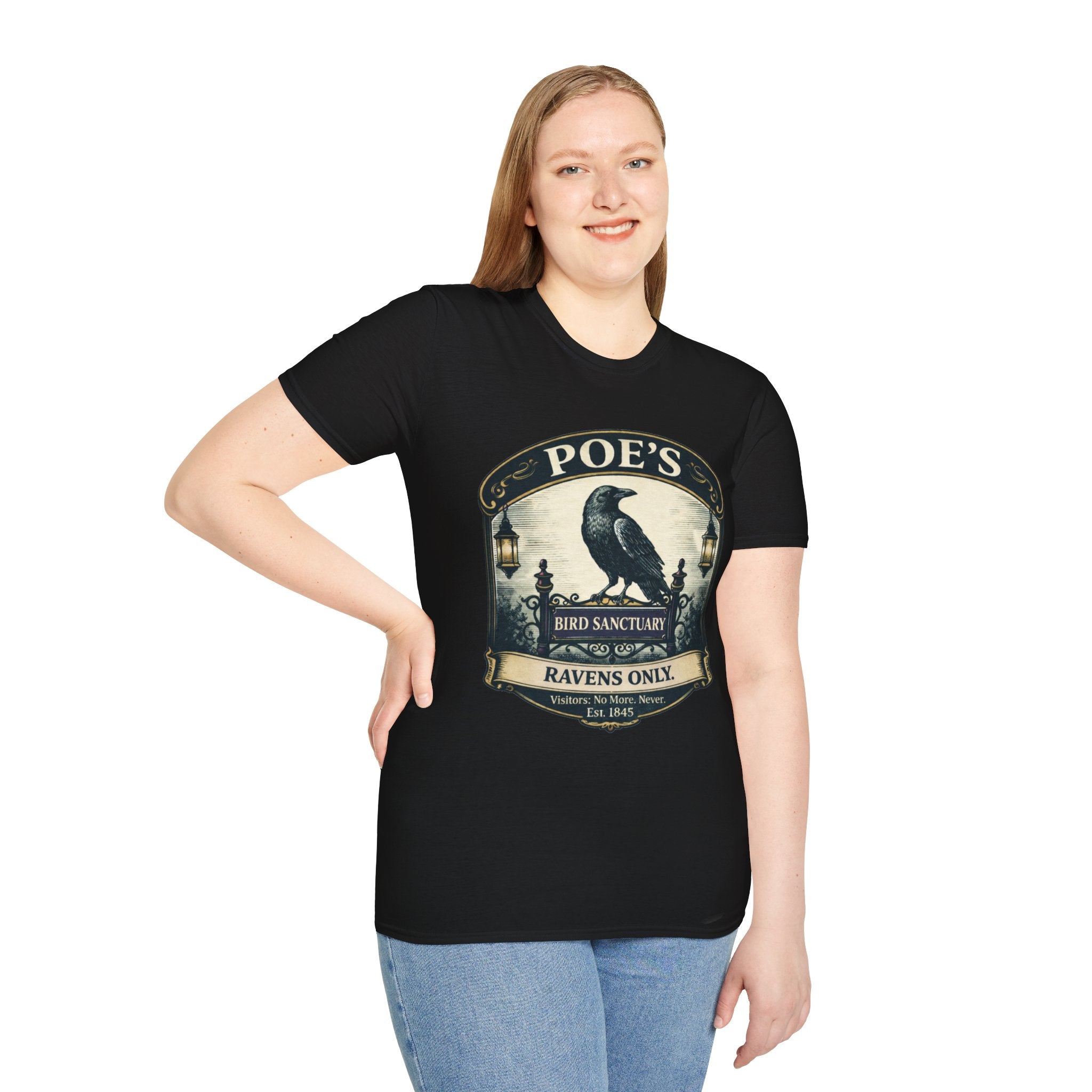 Poe’s Bird Sanctuary T-Shirt – Vintage Literary Humor Tee