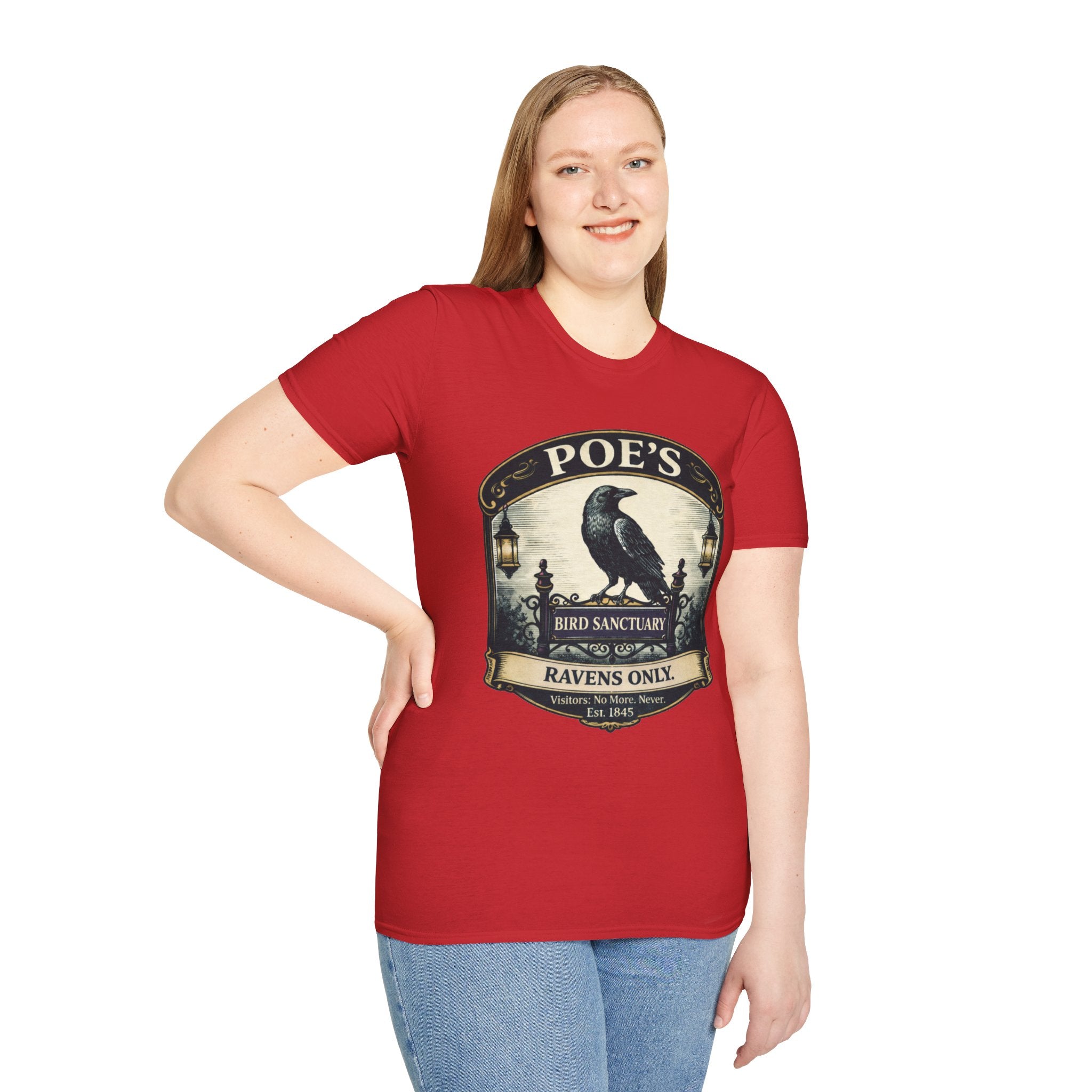 Poe’s Bird Sanctuary T-Shirt – Vintage Literary Humor Tee