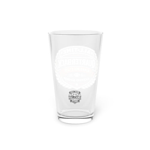 "All-Time Quarterback, Emeritus" — 16oz Pint Glass for Home Bar, Gifts & Parties