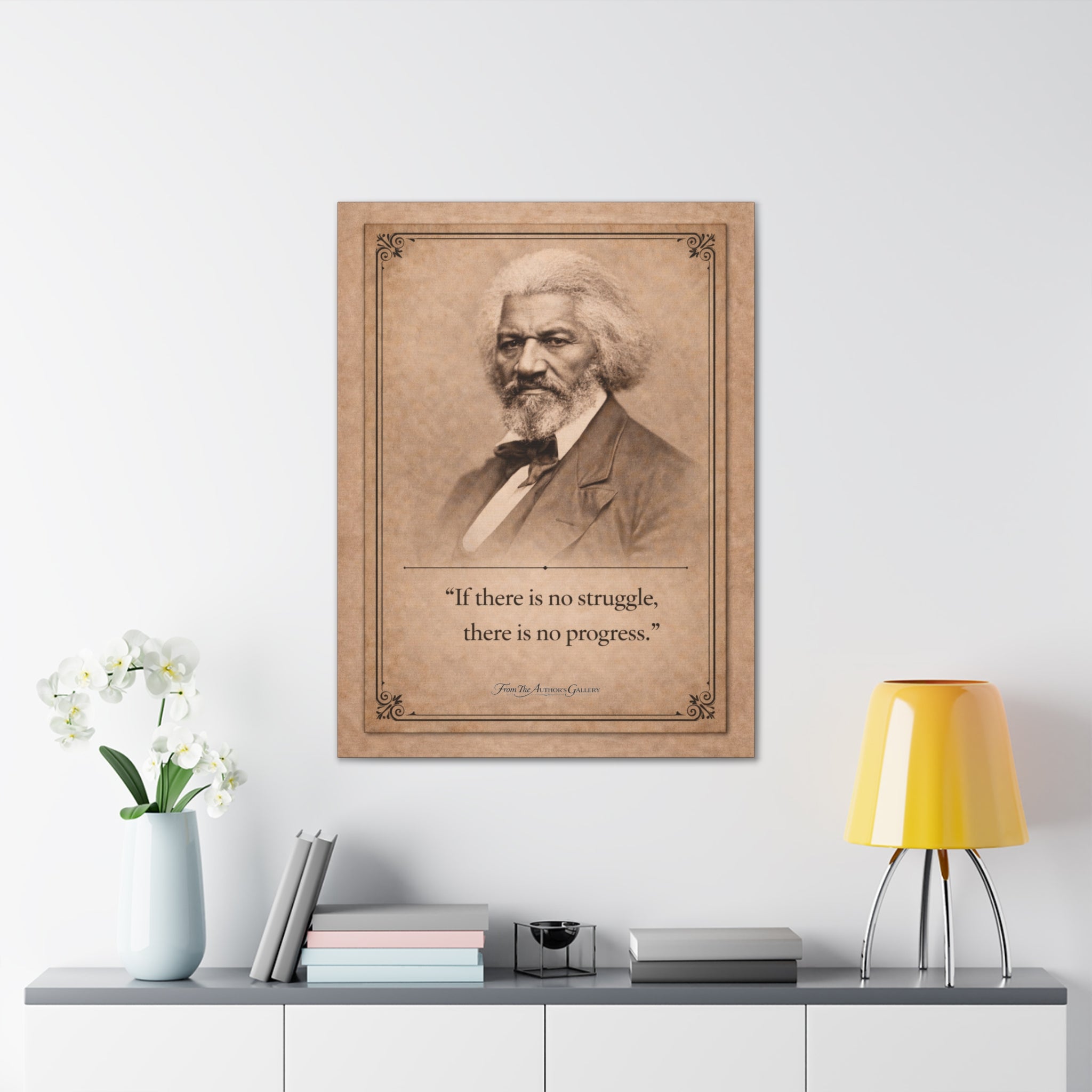 Frederick Douglass -- "If there is no struggle, there is no progress." -- Vintage Literary Canvas Piece