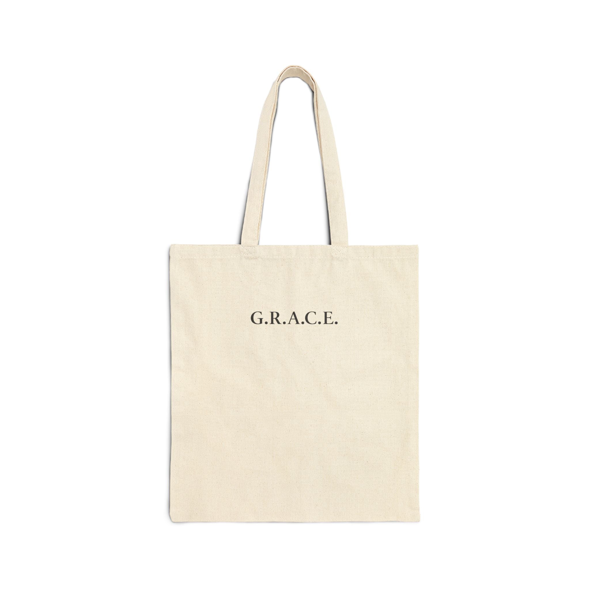 Grace Scripture Tote Bag — Cotton Canvas Bible Verse Grocery Tote (Gal. 6:18, Rom. 5:20)