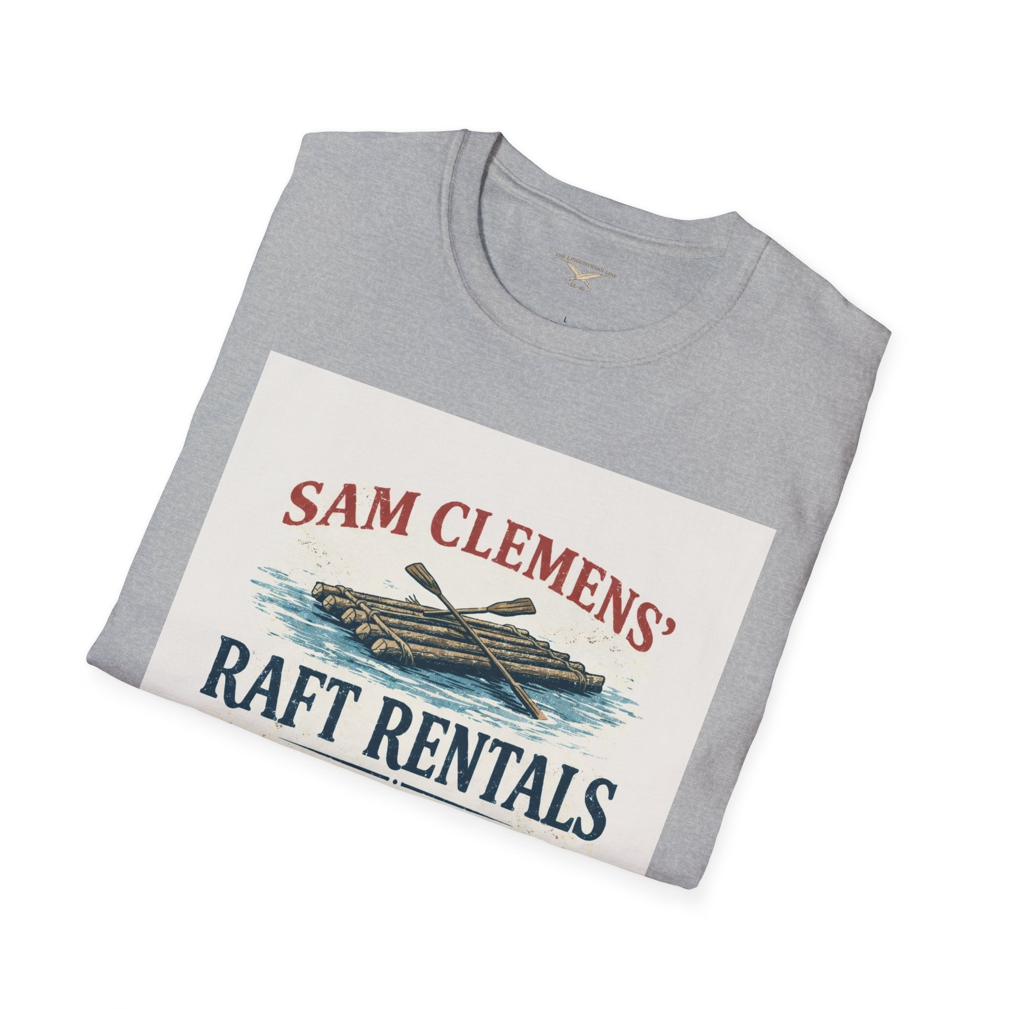 Sam Clemens’ Raft Rentals T-Shirt – Vintage Literary Humor Tee