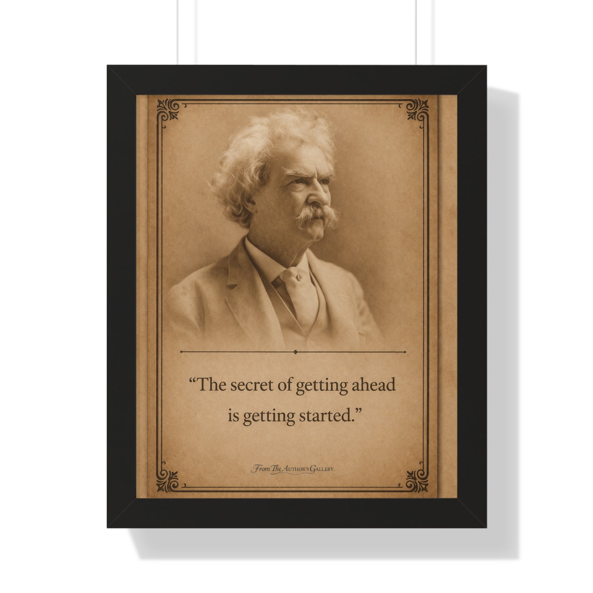 Twain on Getting Ahead -- Framed Vintage Literary Print -- The Author's Gallery