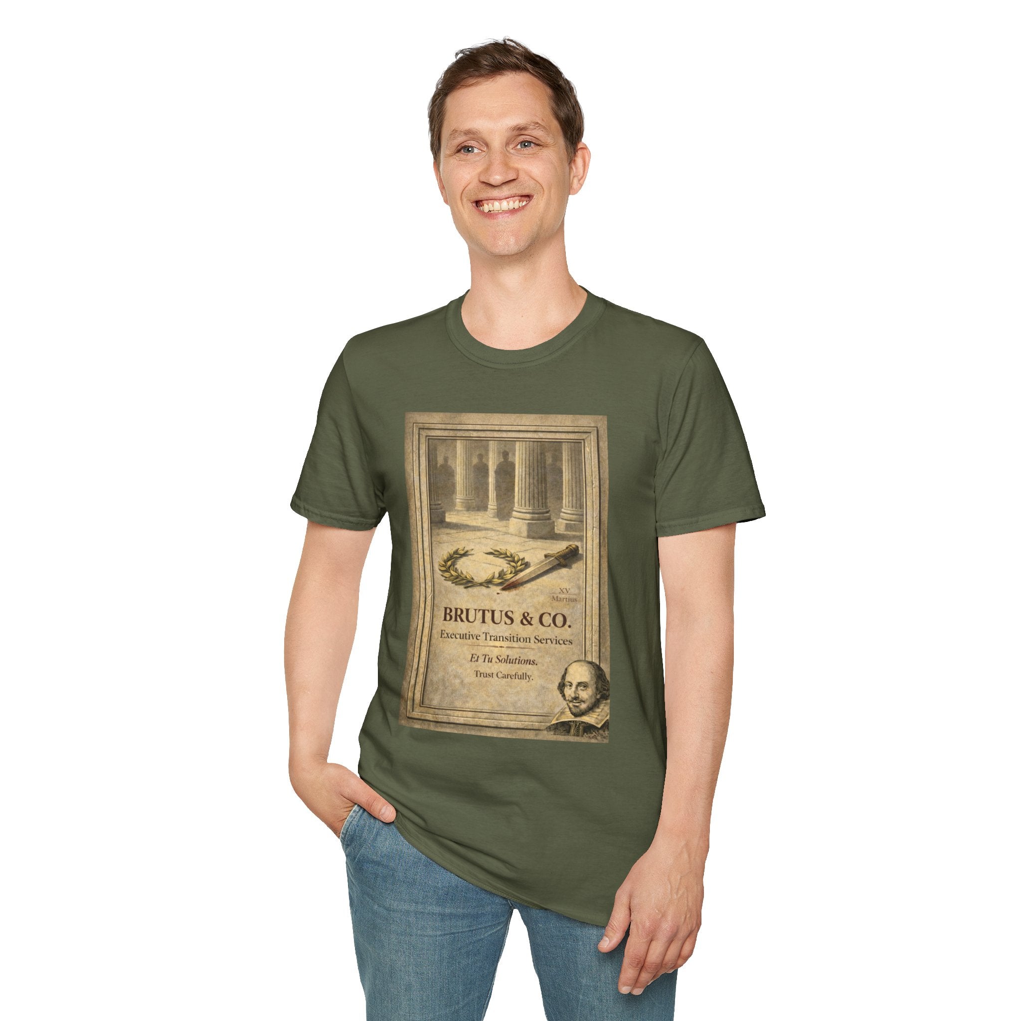 Brutus & Co. Executive Transition Services T-Shirt – Vintage Literary Humor Tee