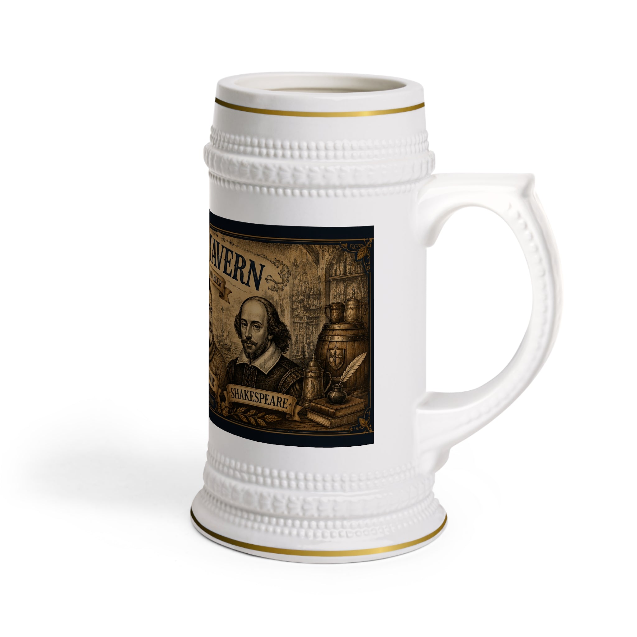 Author's Tavern Beer Stein – Literary Legends Mug (Poe, Twain, Hemingway & Shakespeare)