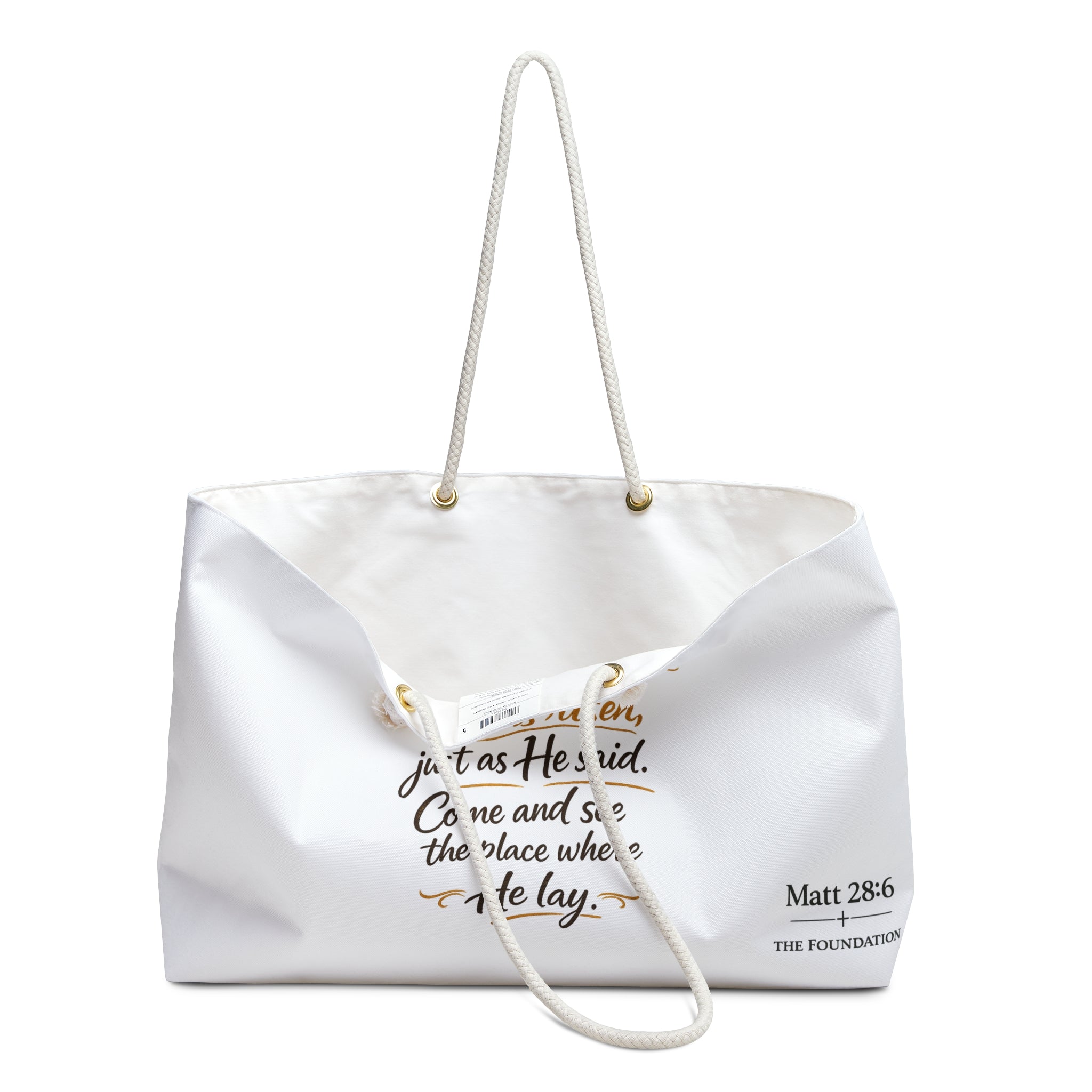 Weekender Bag — "He is risen"  Matthew 28:6     From The Foundation