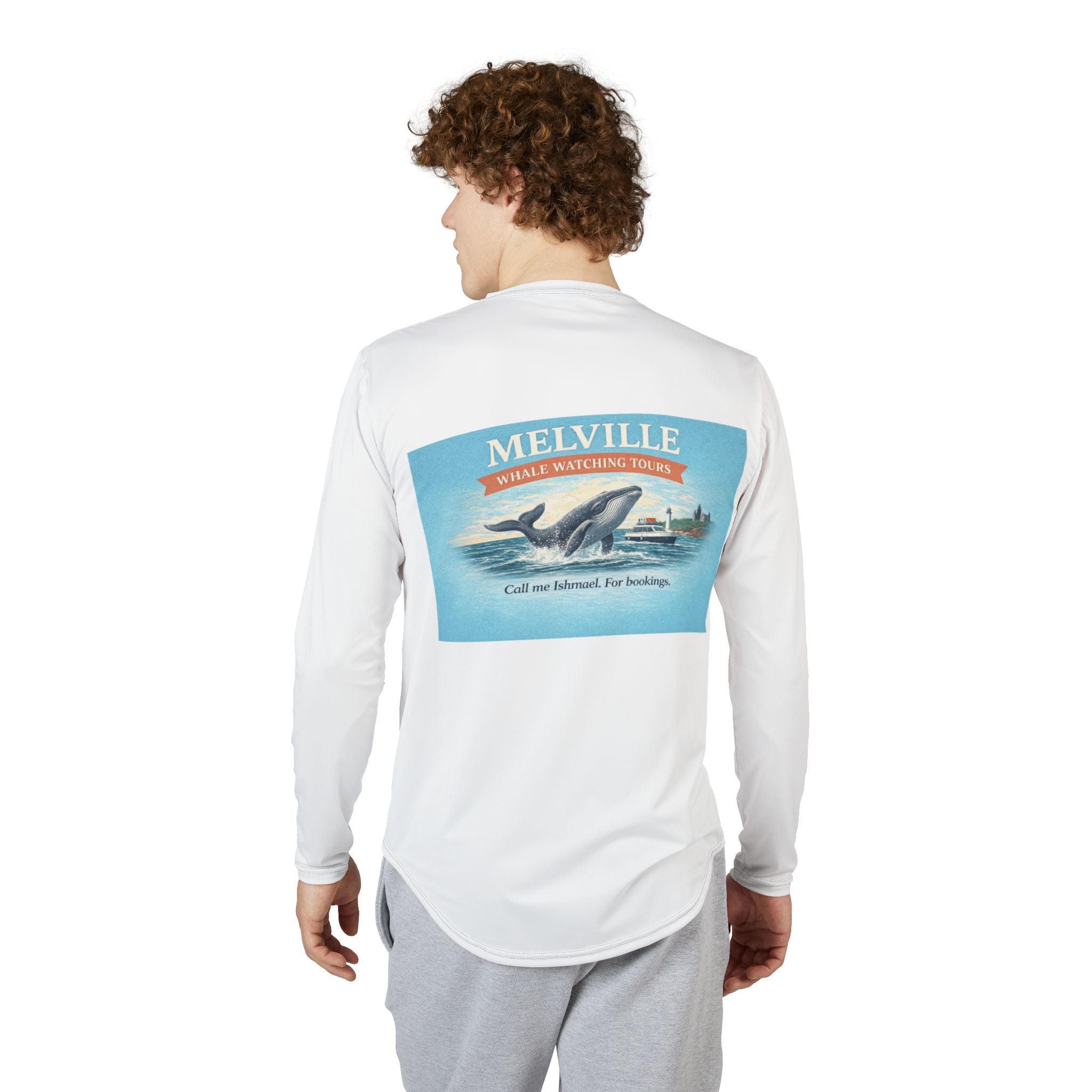 Melville Whale Watching Long Sleeve UV Shirt — Vintage Literary Humor Tee