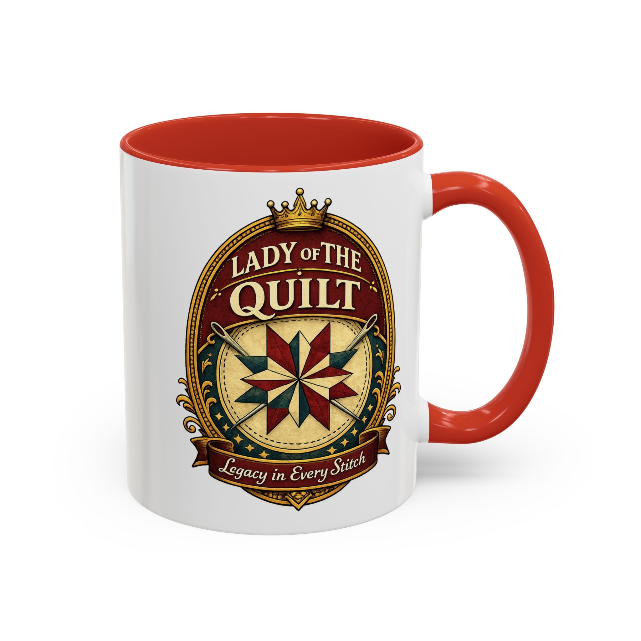 Lady of the Quilt Accent Coffee Mug — 'Legacy in Every Stitch' Quilting Gift