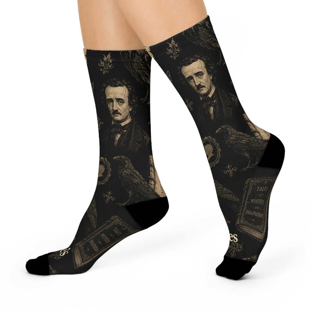 Poe's Toes Crew Socks — Literary Goth Cushioned Socks