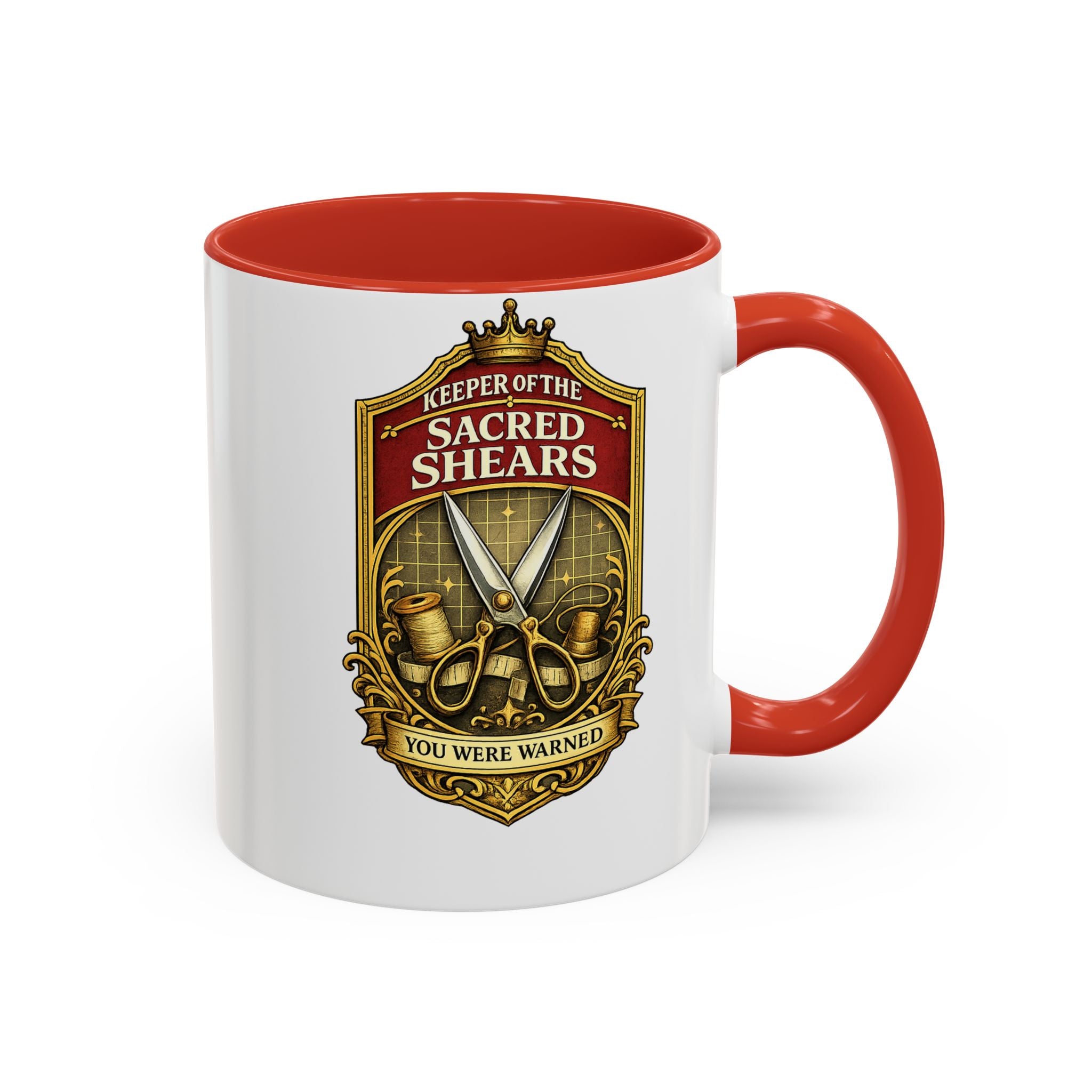 Keeper of the Sacred Shears Coffee Mug — Funny Barber/Hairstylist Gift (11/15oz)