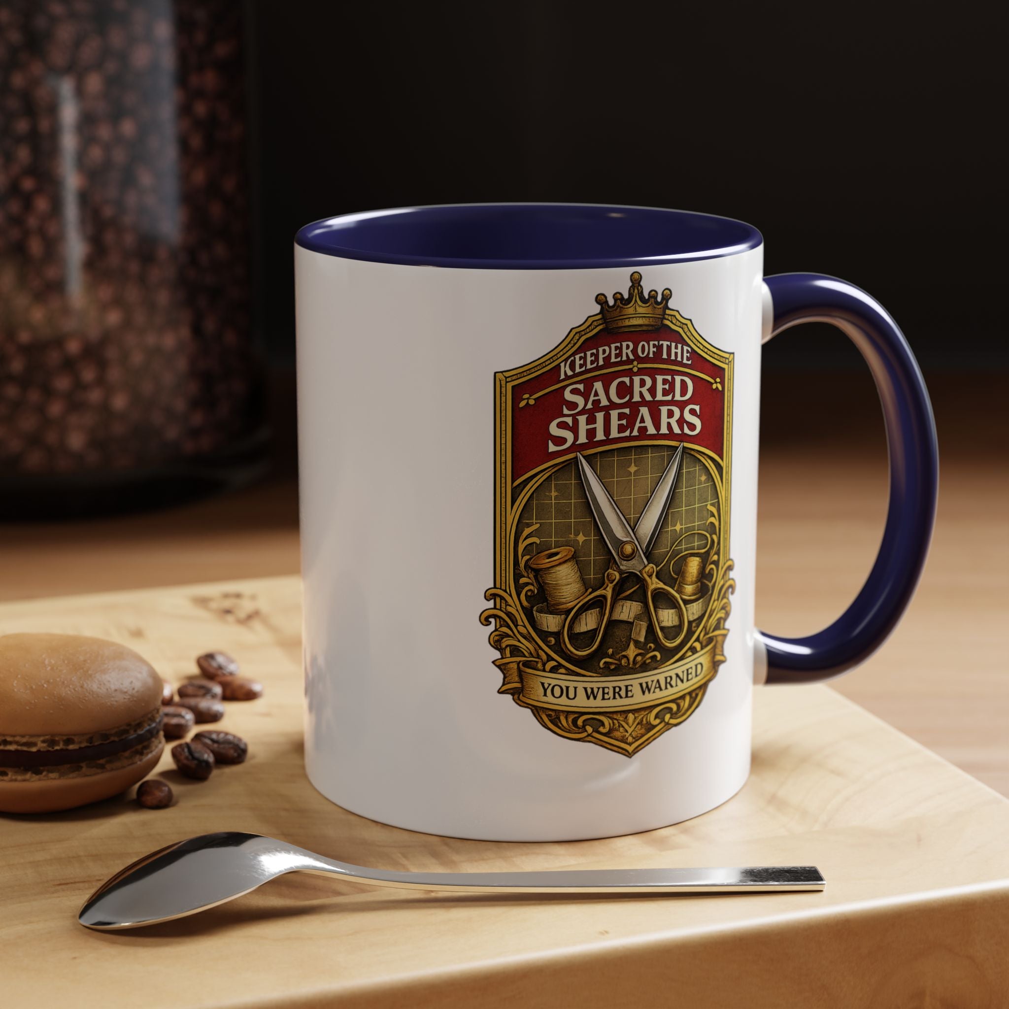 Keeper of the Sacred Shears Coffee Mug — Funny Barber/Hairstylist Gift (11/15oz)