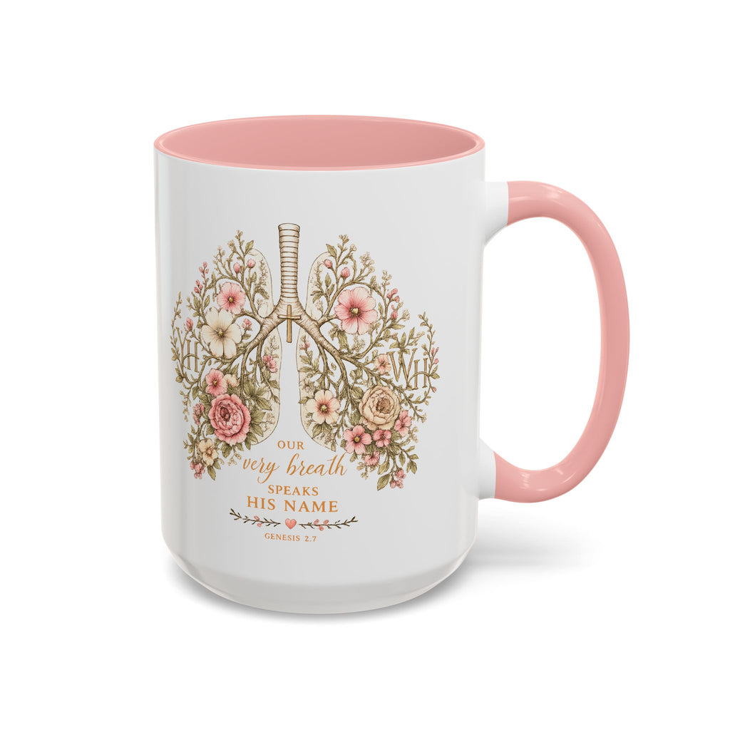 Every Breath Speaks His Name – Genesis 2:7 Christian Botanical Lung Mug (YHWH Design, Nurse Gift, Faith Mug)