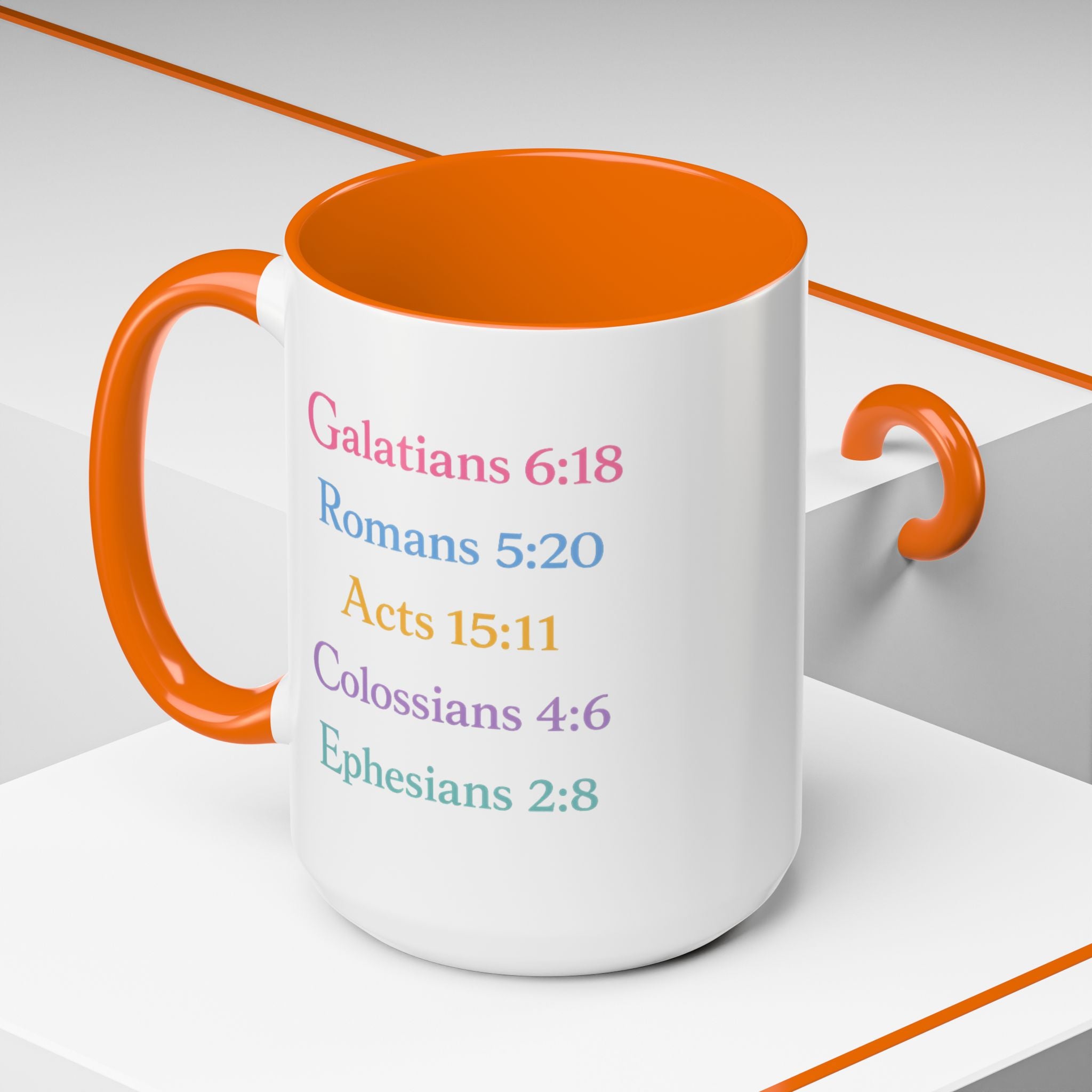 GRACE — Pastel Scripture Typography Mug  -- The Foundation Collection (15 oz)