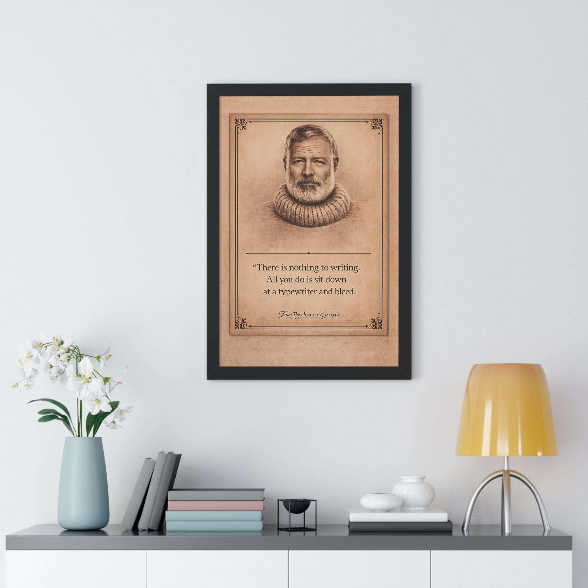 Hemingway — Framed Vintage Literary Print — The Author’s Gallery