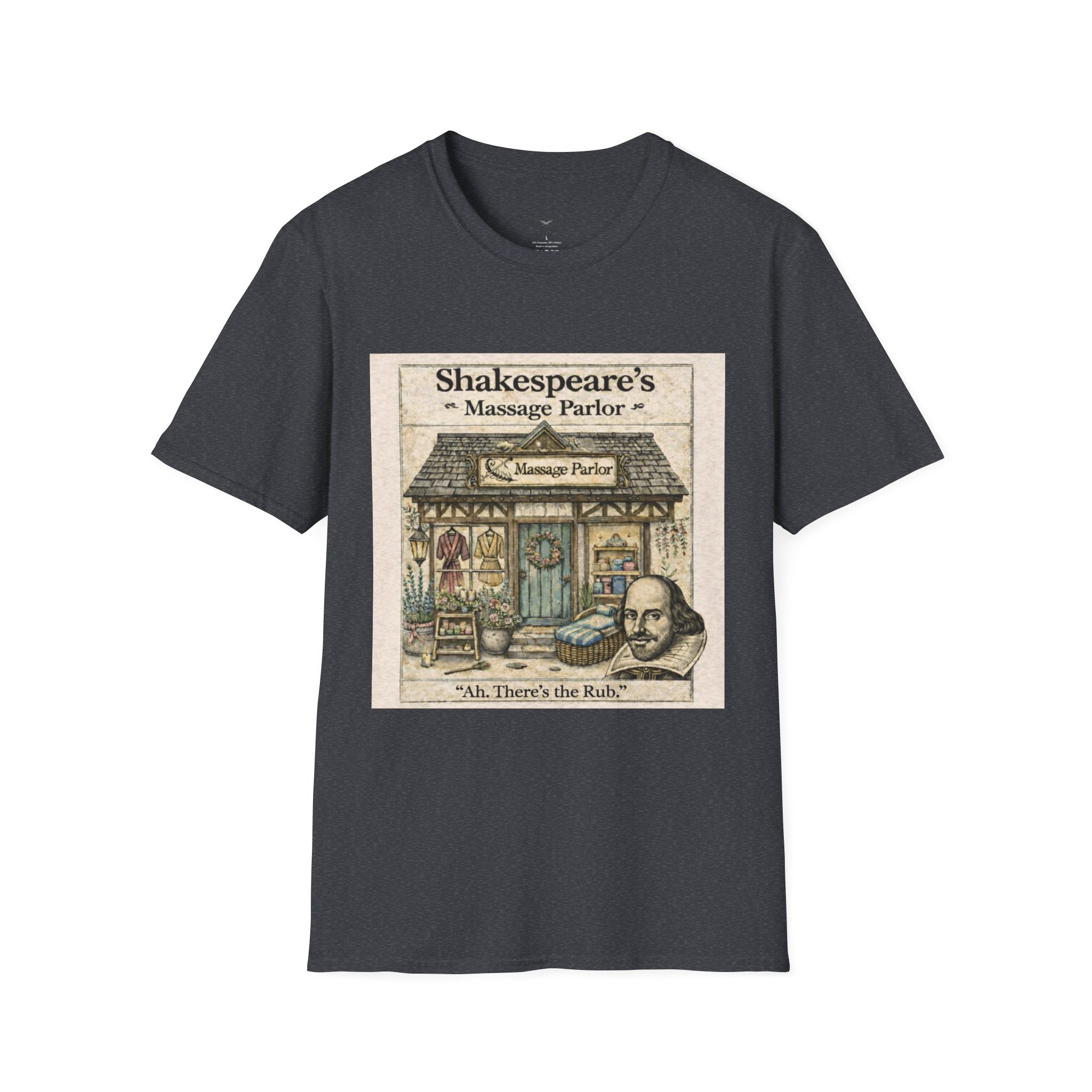 Shakespeare’s Massage Parlor T-Shirt — Vintage Literary Humor Tee