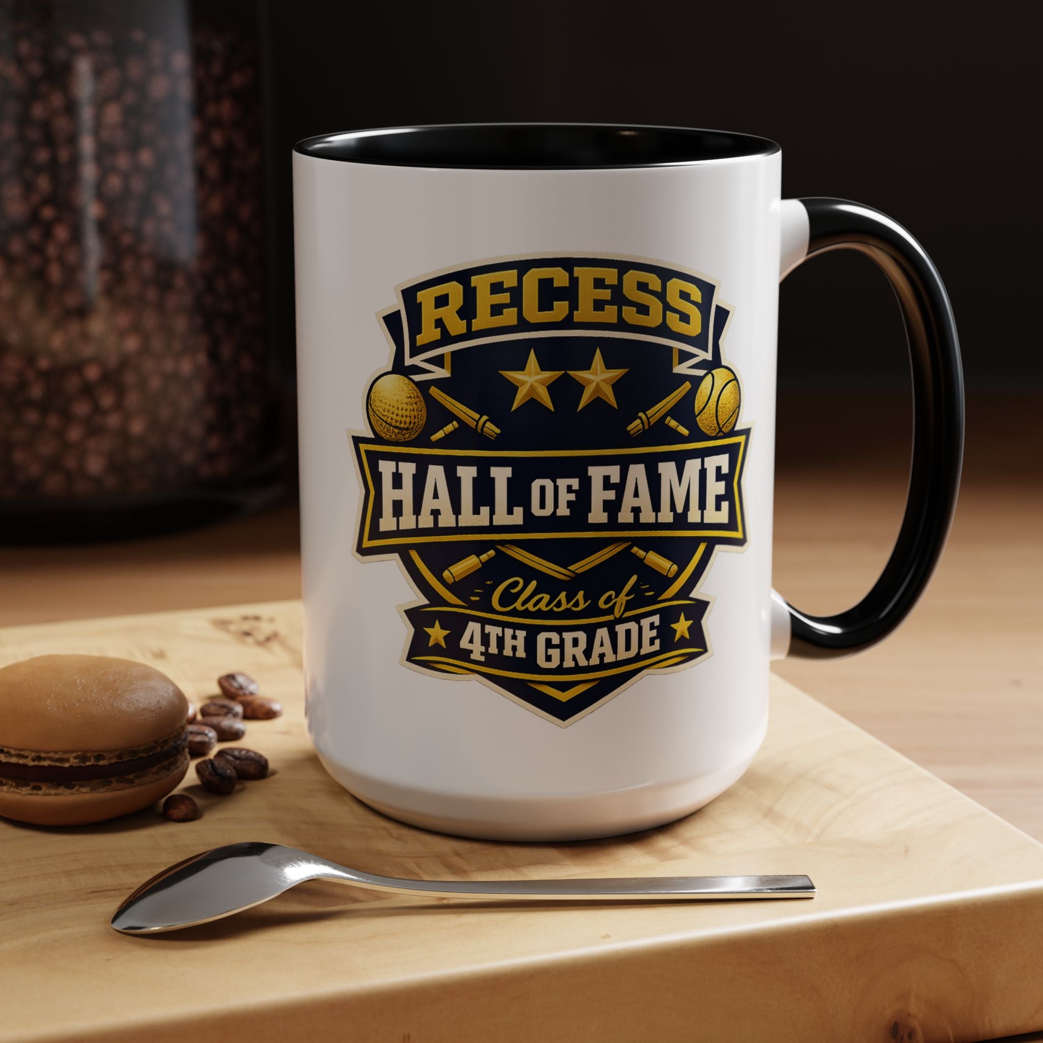 Recess Hall of Fame Coffee Mug — Class of 4th Grade Accent Mug (11/15oz)