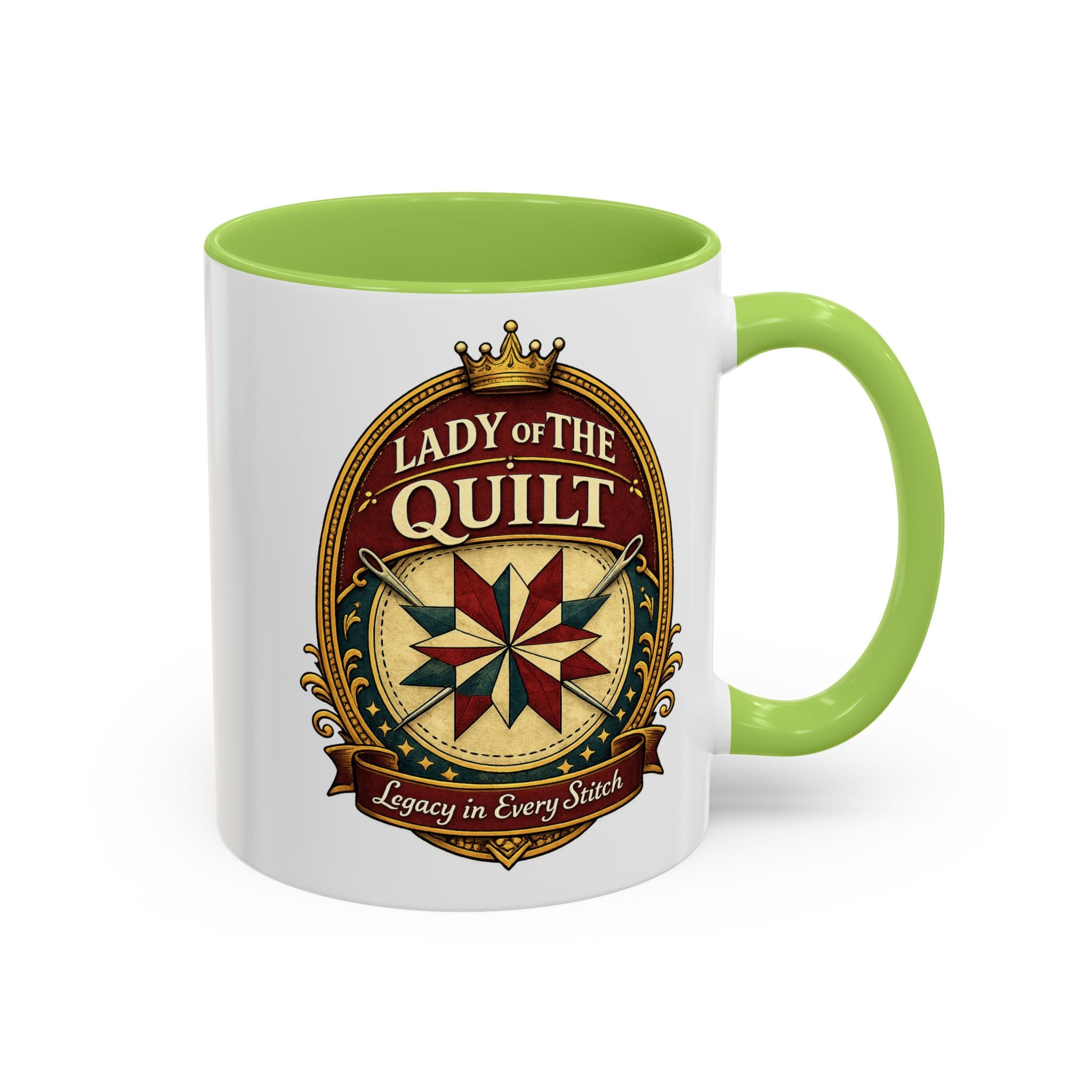 Lady of the Quilt Accent Coffee Mug — 'Legacy in Every Stitch' Quilting Gift
