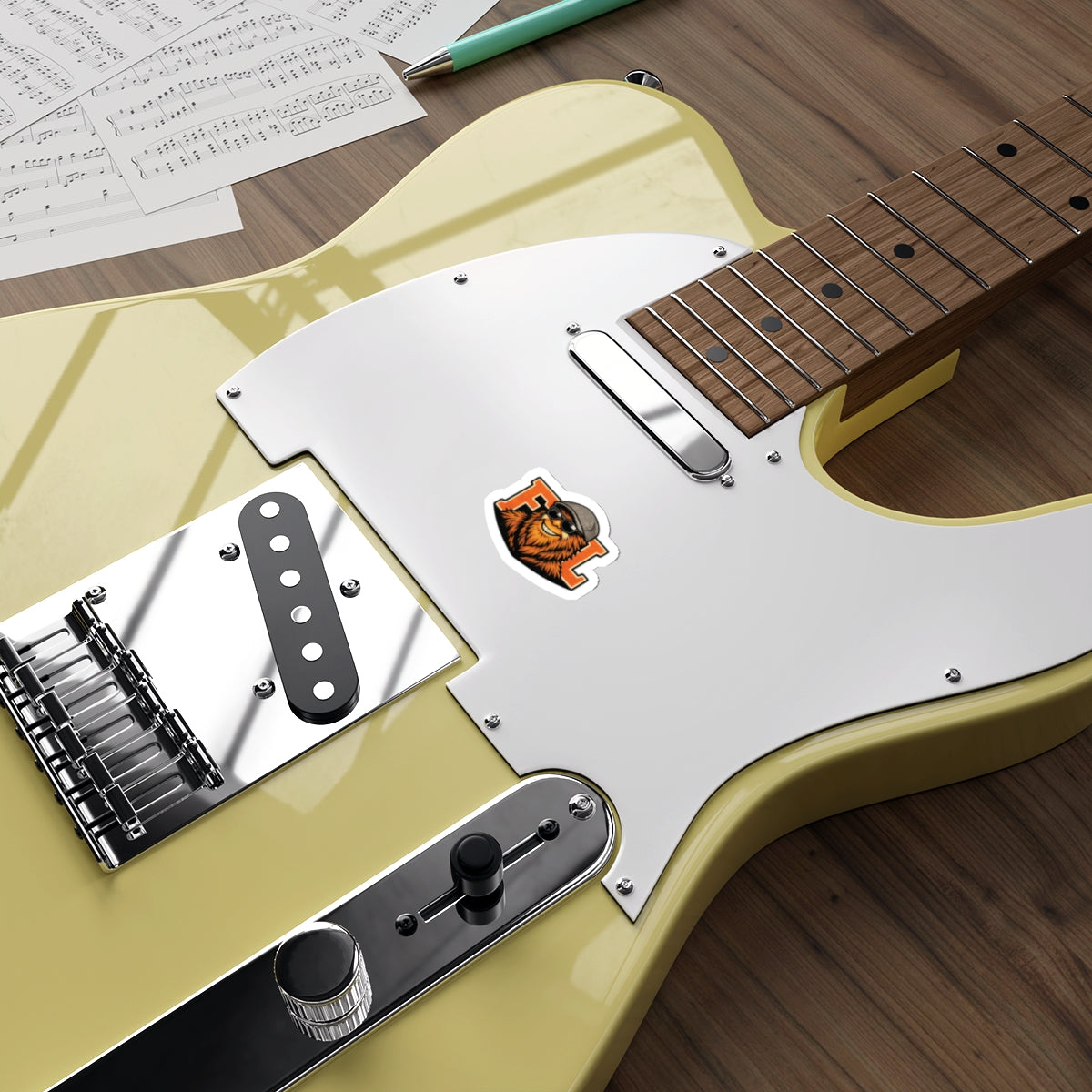 Bearded Dude Die-Cut Sticker — Cool Orange Logo Sticker for Laptops & Gear