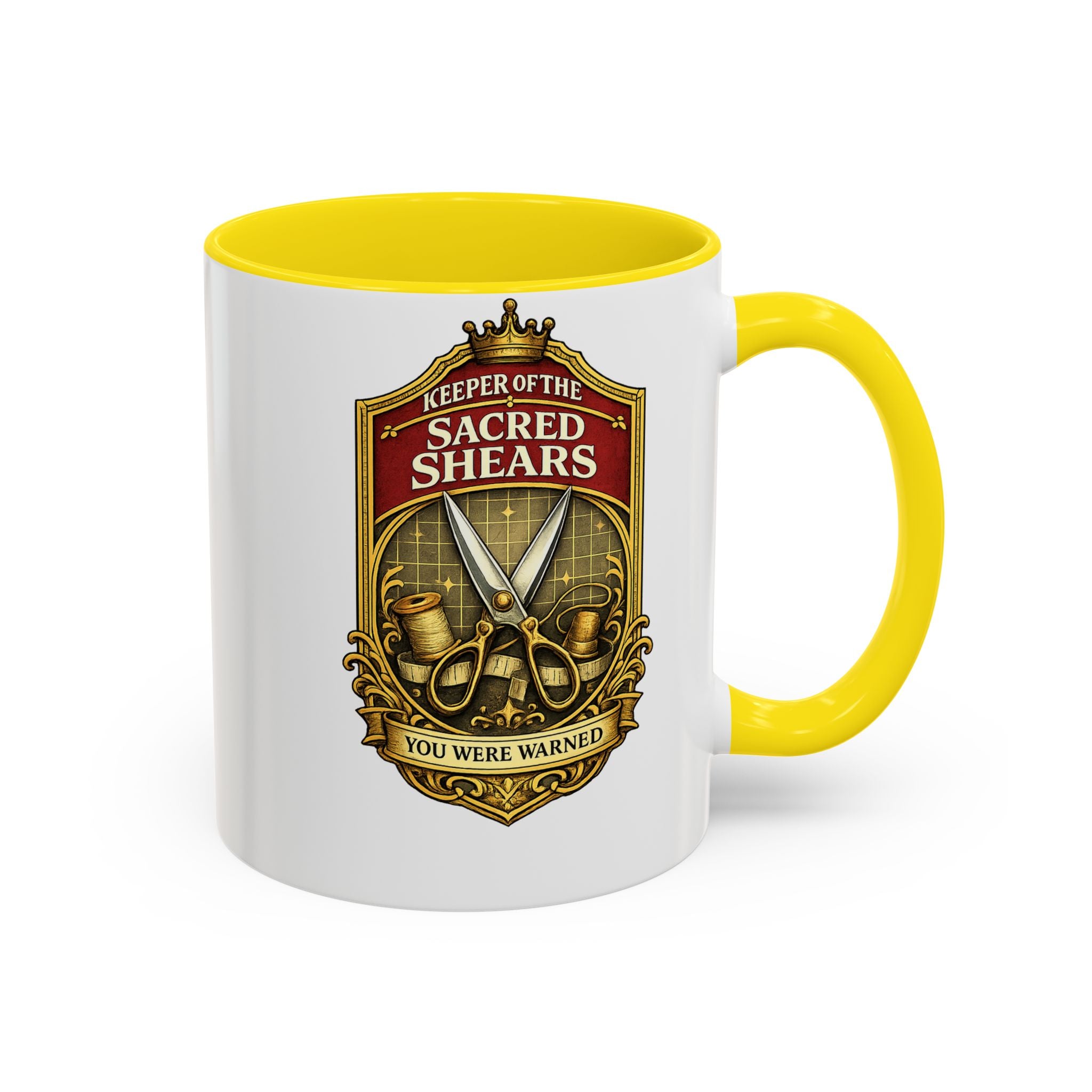 Keeper of the Sacred Shears Coffee Mug — Funny Barber/Hairstylist Gift (11/15oz)