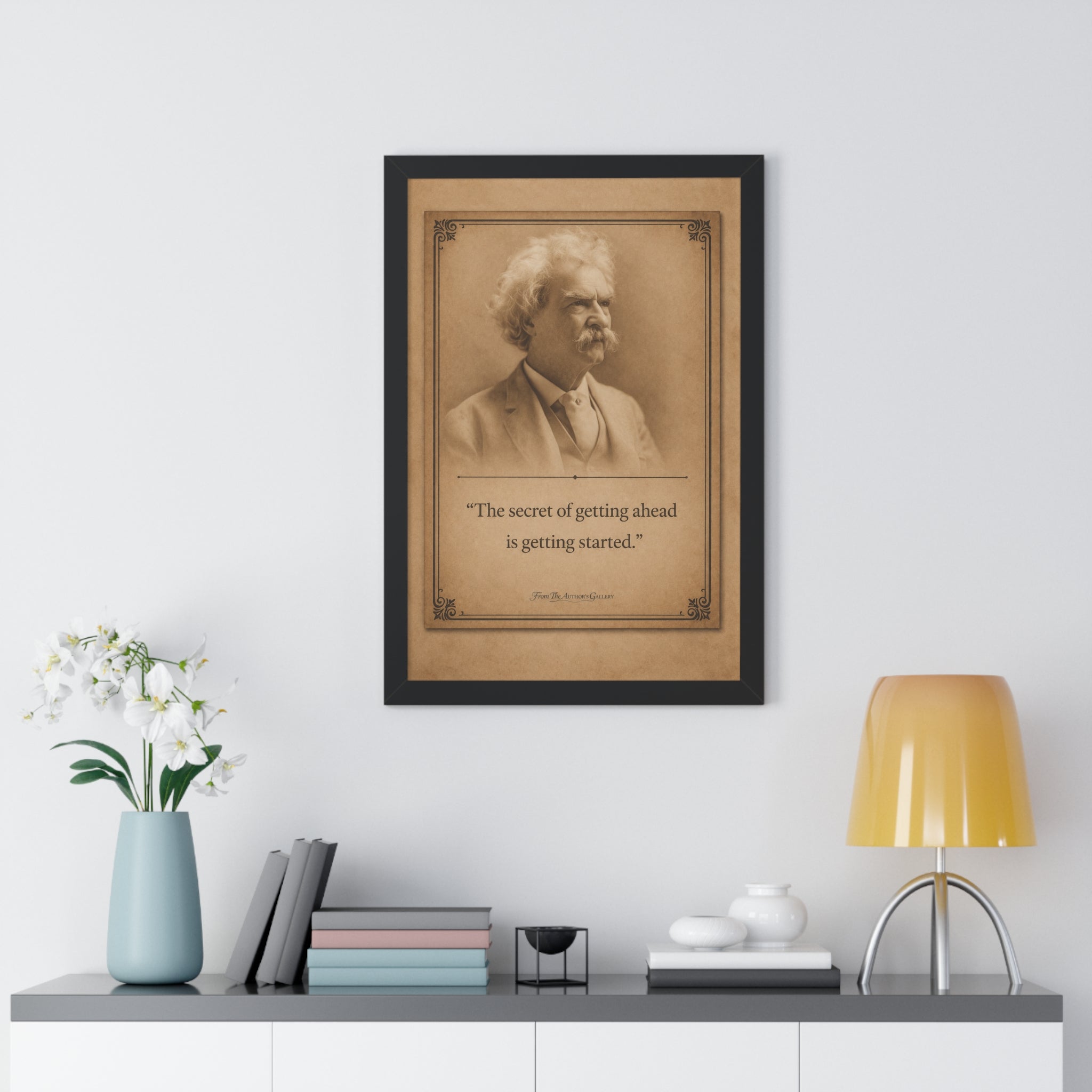 Twain on Getting Ahead -- Framed Vintage Literary Print -- The Author's Gallery
