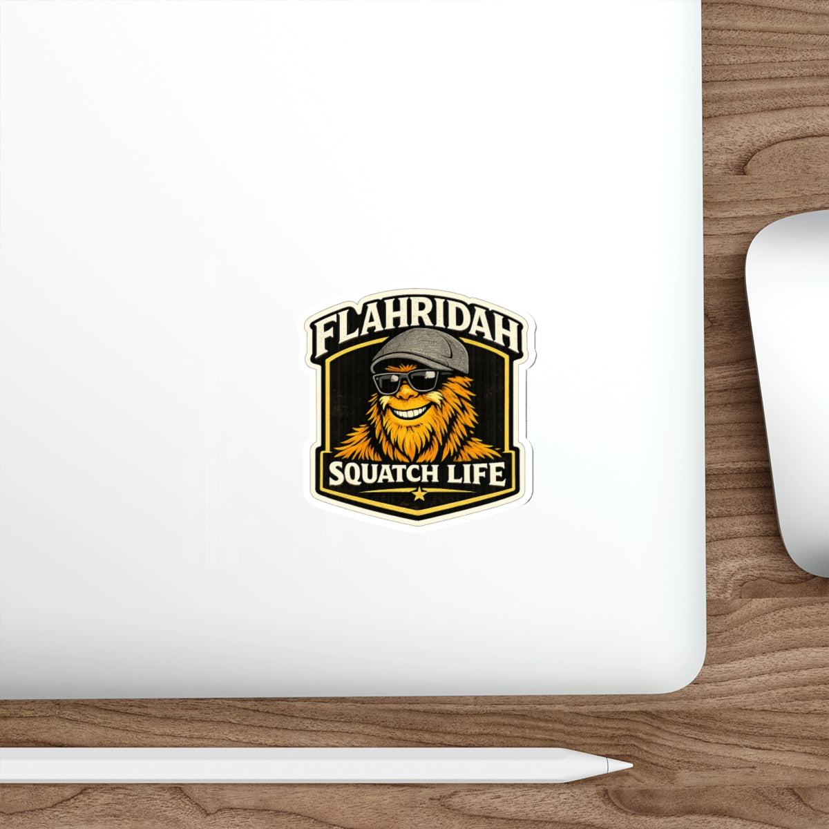 Flahridah Squatch Life Die-Cut Sticker — Bigfoot Mascot Camping Decal