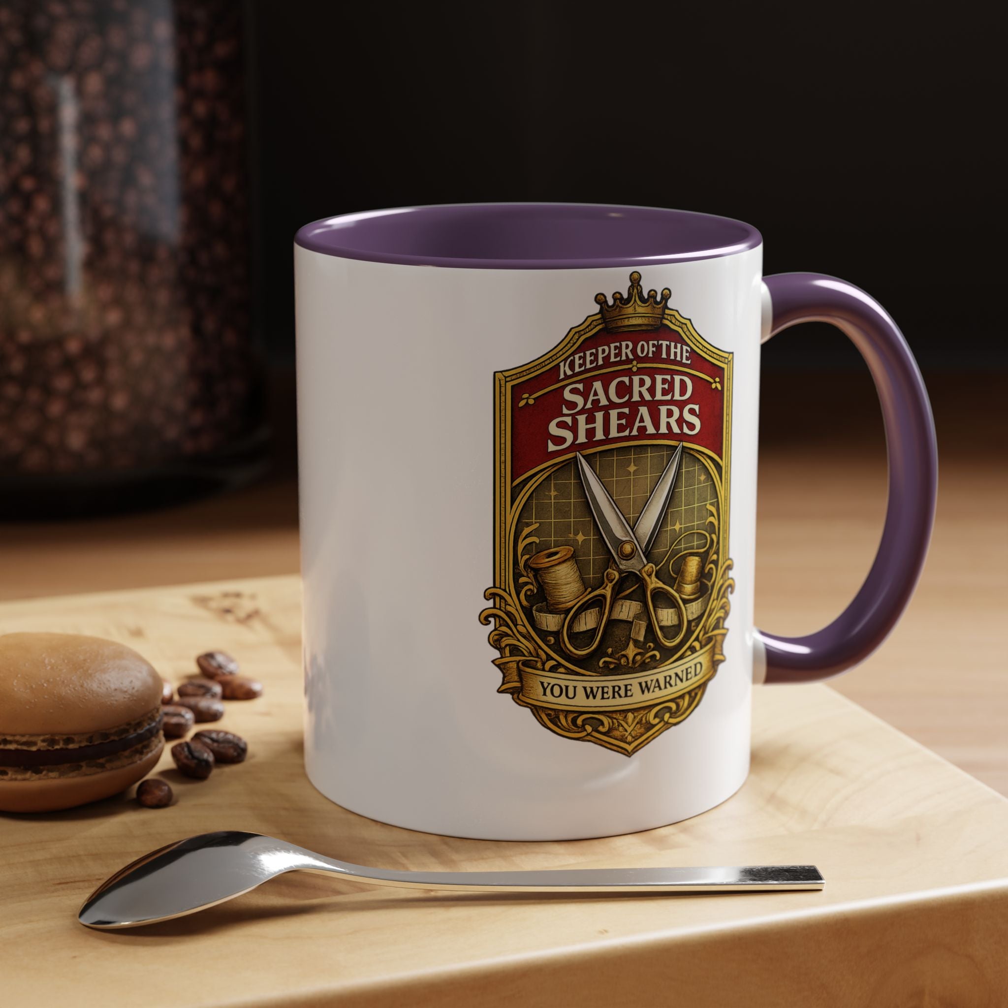 Keeper of the Sacred Shears Coffee Mug — Funny Barber/Hairstylist Gift (11/15oz)