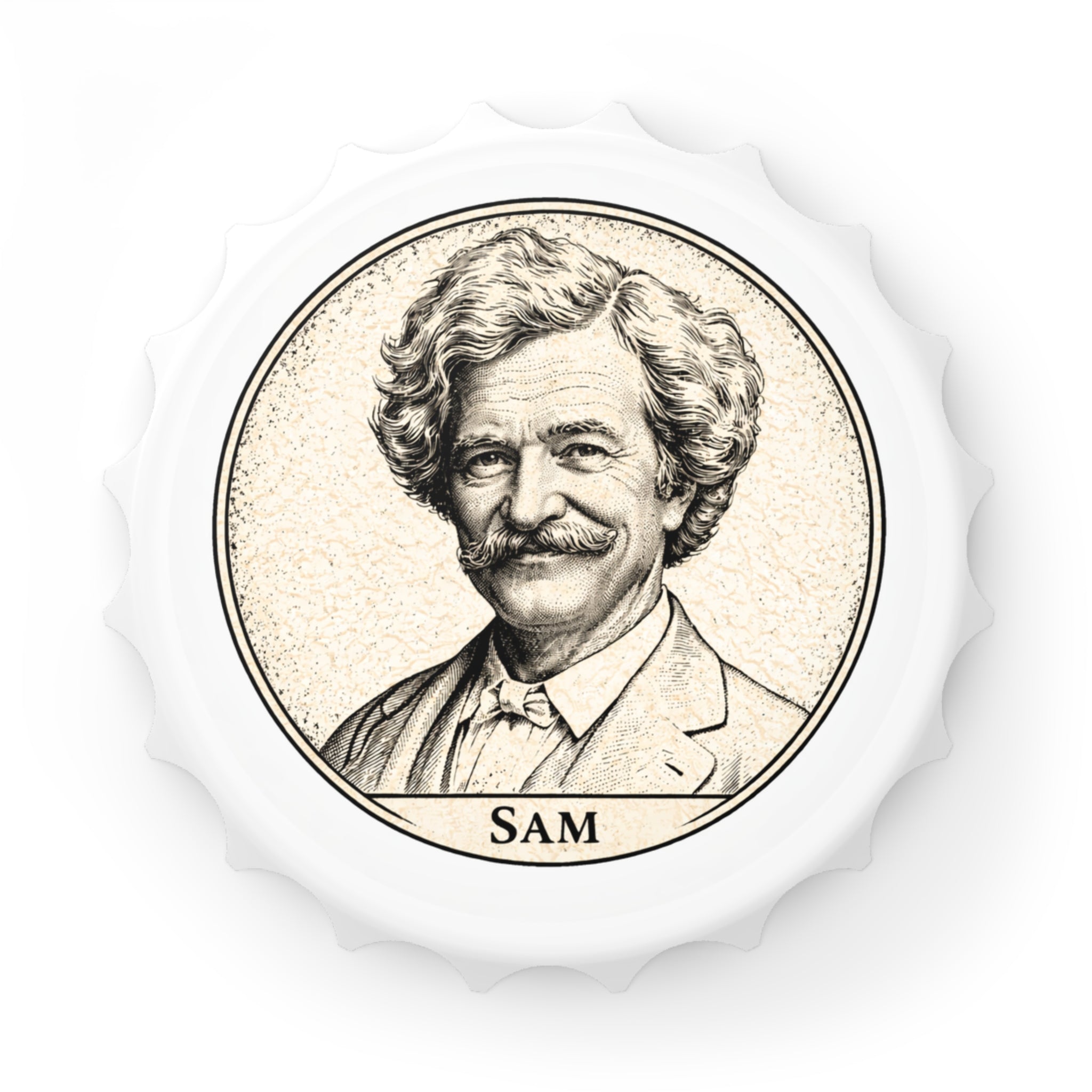 Vintage Sam Bottle Opener — Engraved Portrait Bottle Cap Opener