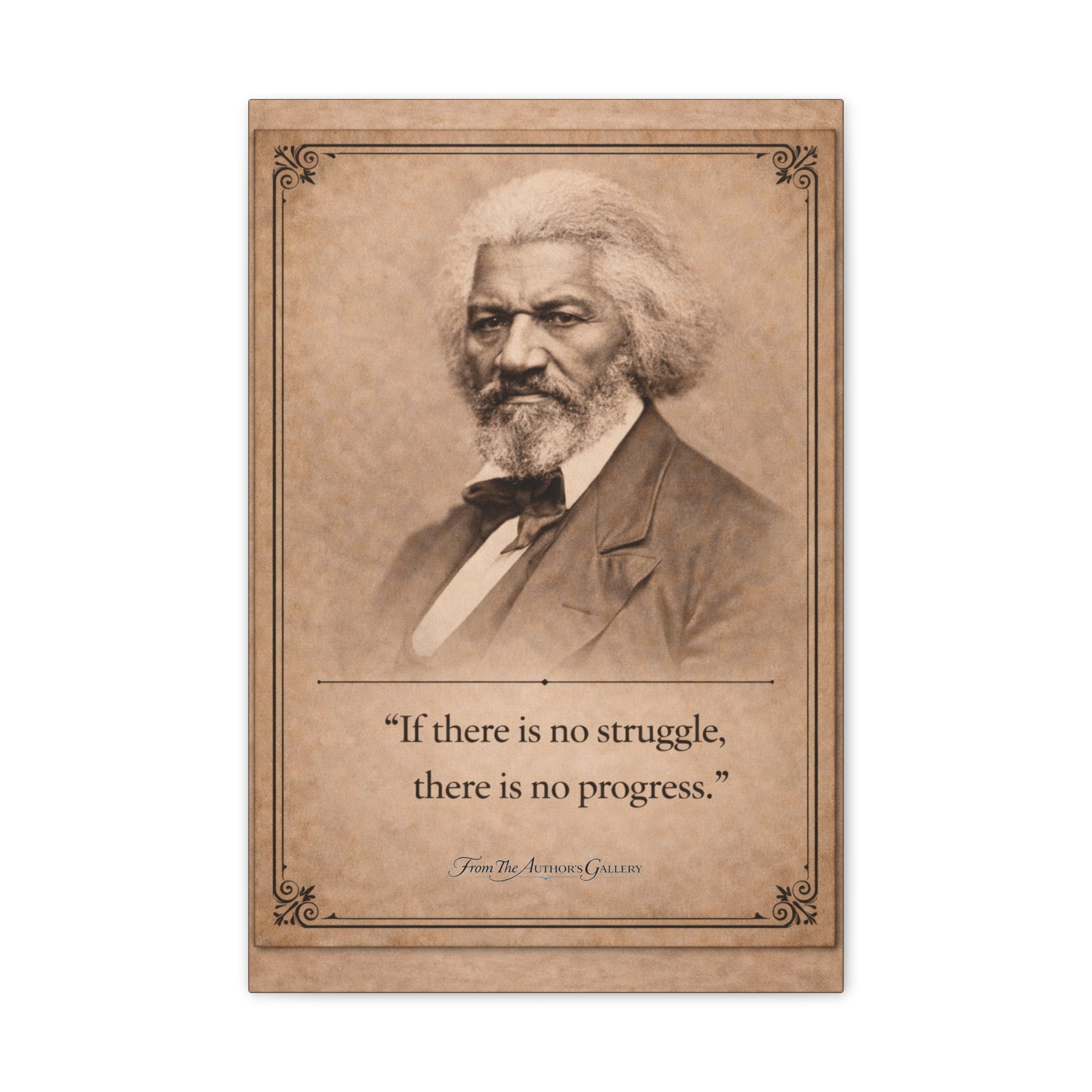 Frederick Douglass -- "If there is no struggle, there is no progress." -- Vintage Literary Canvas Piece