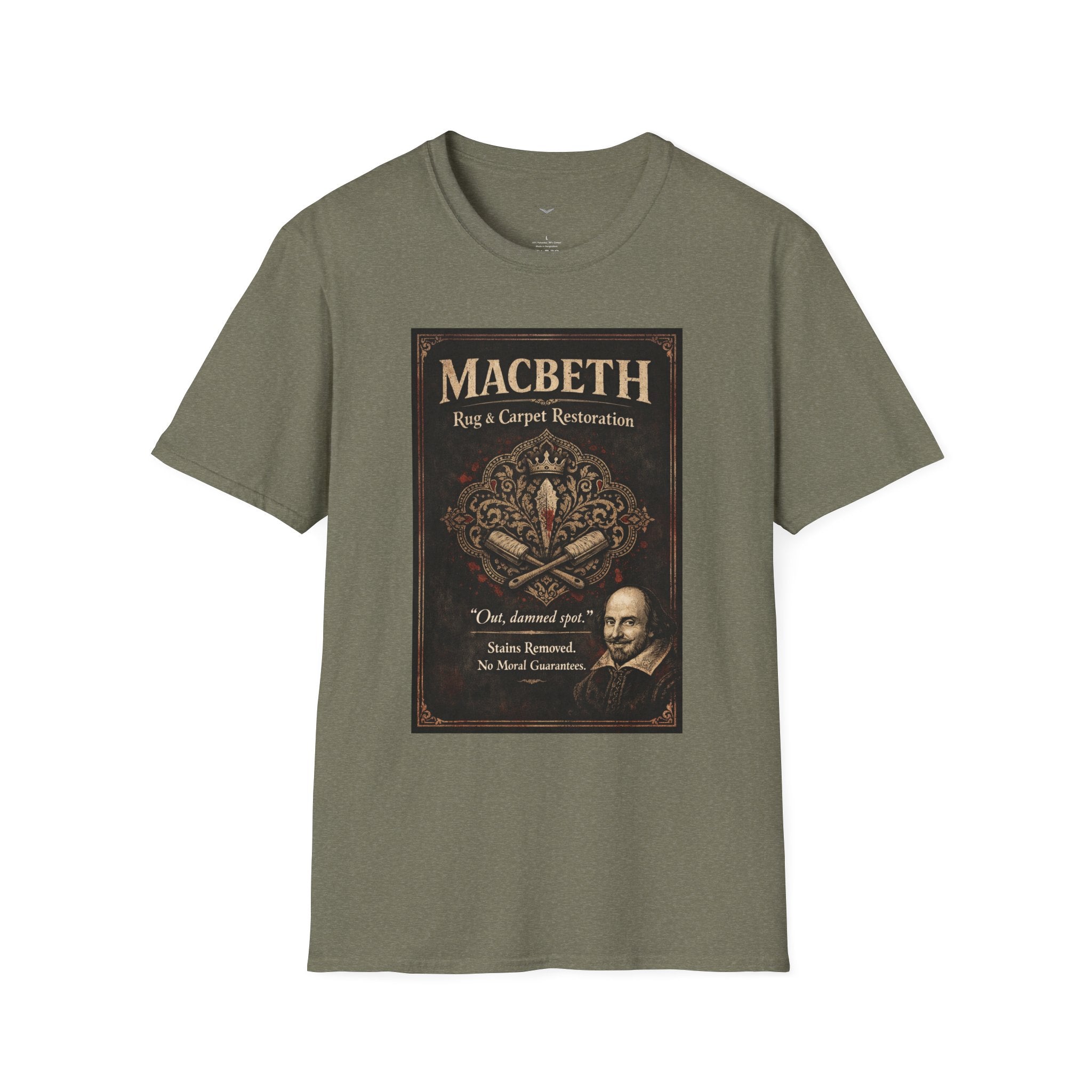 Macbeth Rug & Carpet Restoration T-Shirt — Vintage Literary Humor Tee